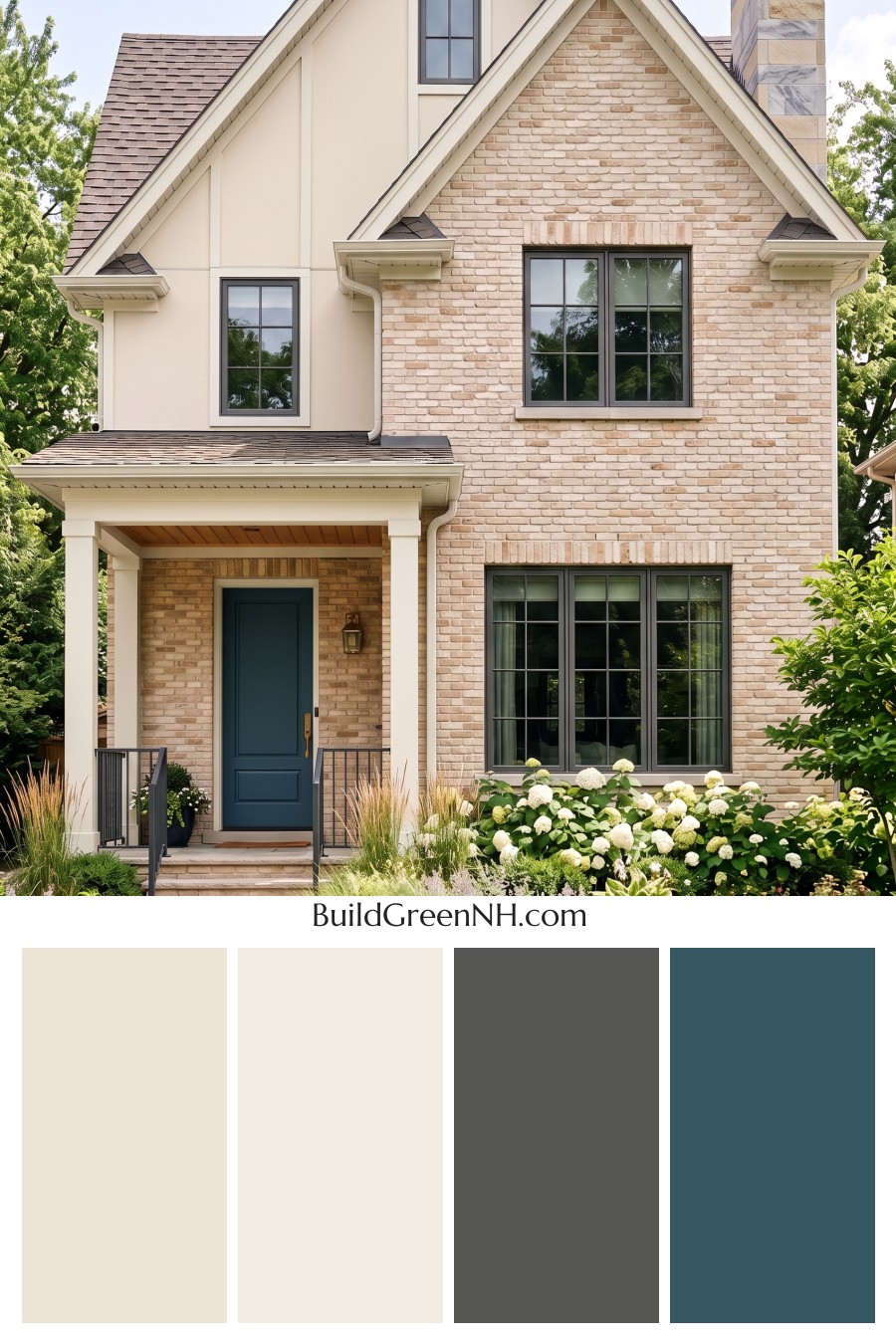 Tan Brick House Exterior Color Scheme: Linen Forge