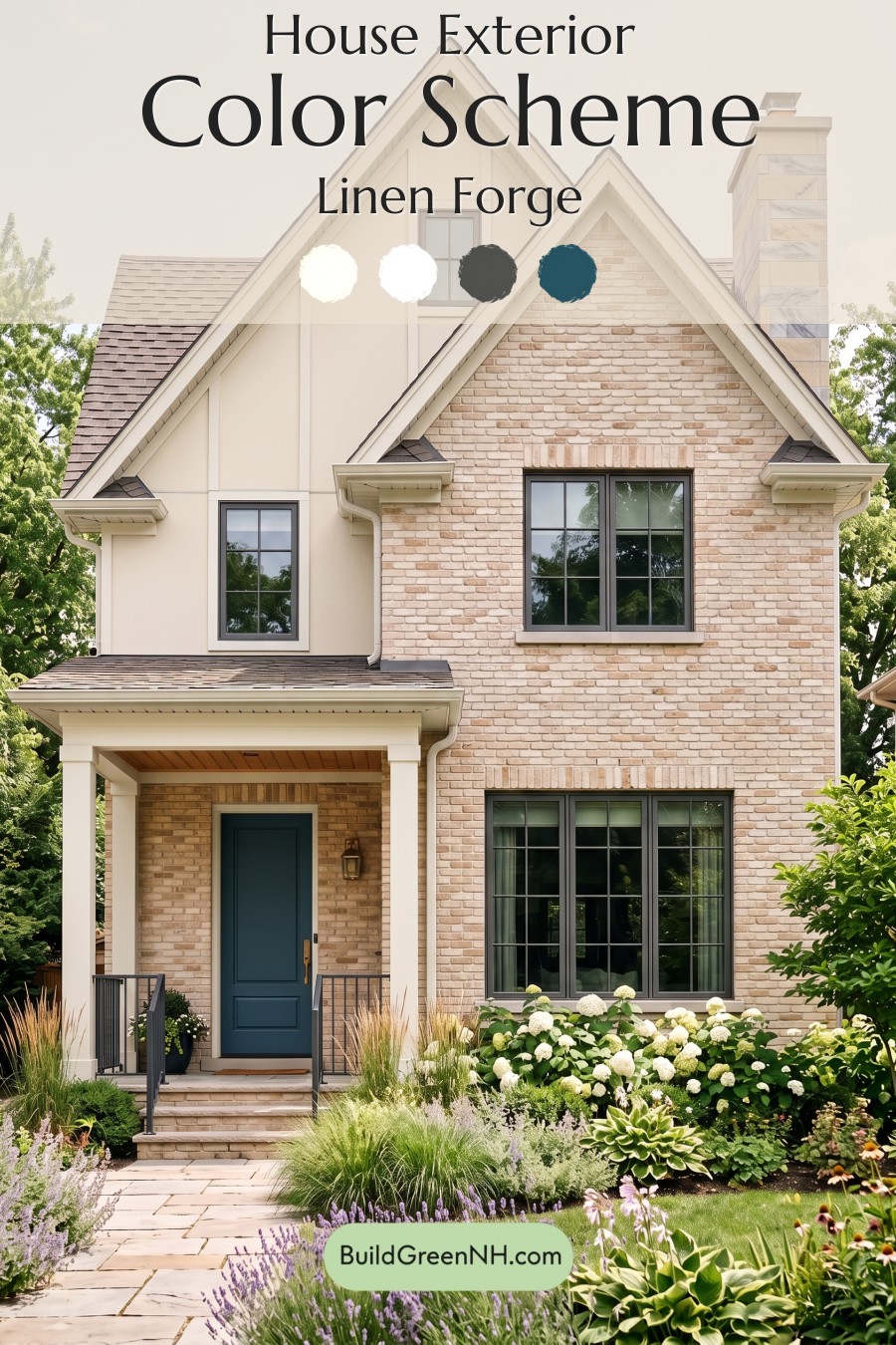 Tan Brick House Exterior Color Scheme: Linen Forge