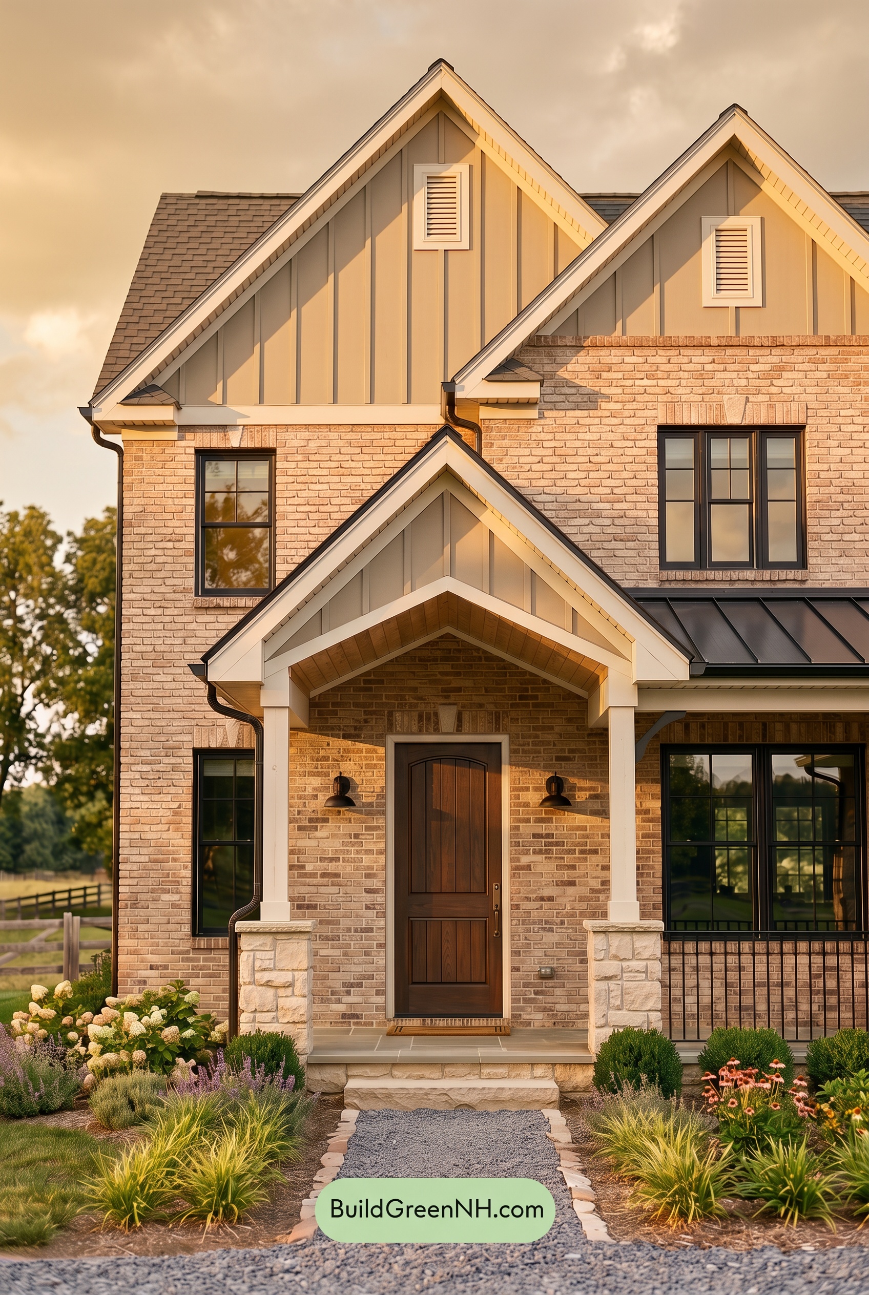 Tan Brick House Exterior Color Scheme: Masonry Reverie - Golden Hour