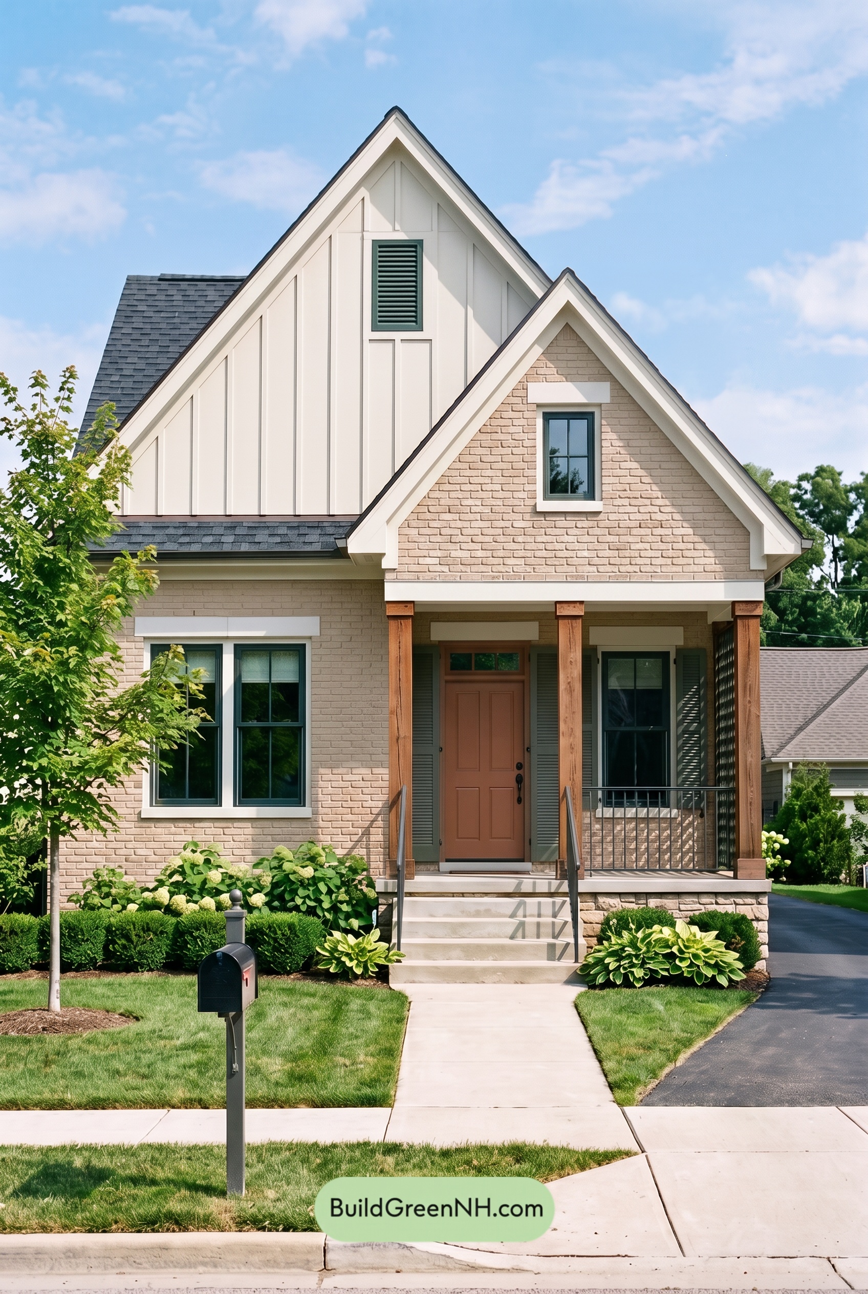 Tan Brick House Exterior Color Scheme: Pine Casement Poise