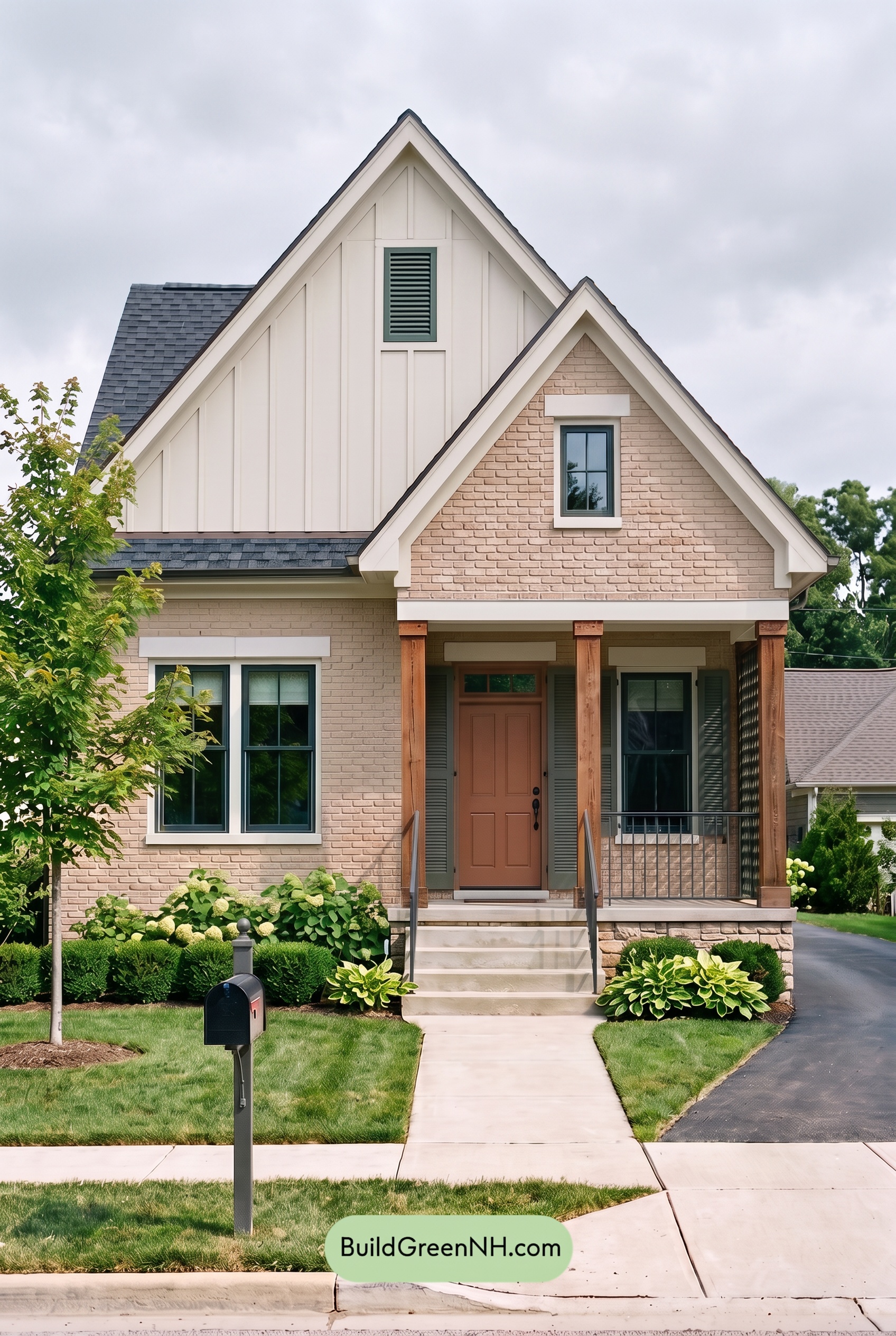 Tan Brick House Exterior Color Scheme: Pine Casement Poise - Overcast