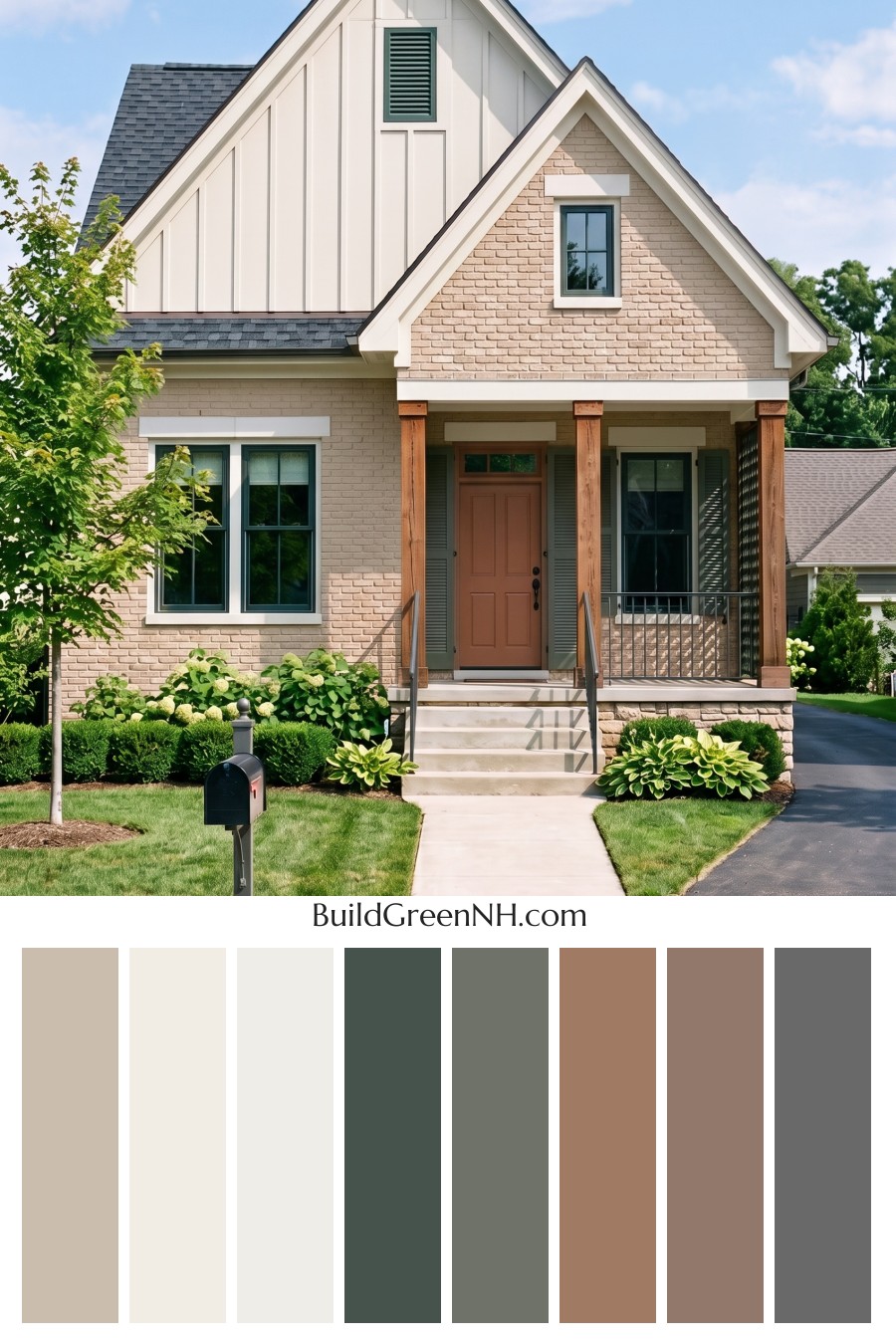 Tan Brick House Exterior Color Scheme: Pine Casement Poise