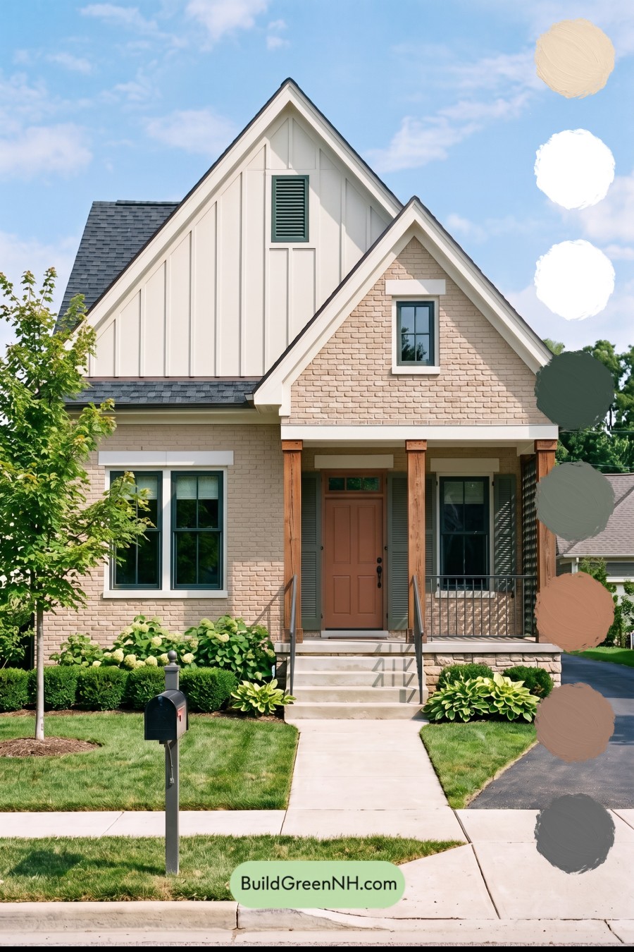 Tan Brick House Exterior Color Scheme: Pine Casement Poise