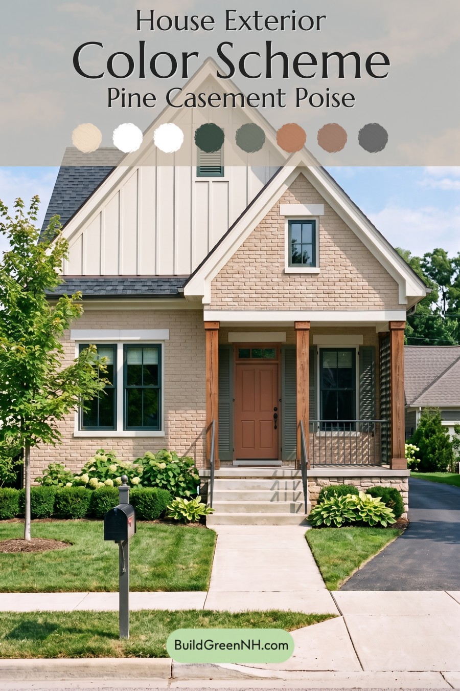 Tan Brick House Exterior Color Scheme: Pine Casement Poise