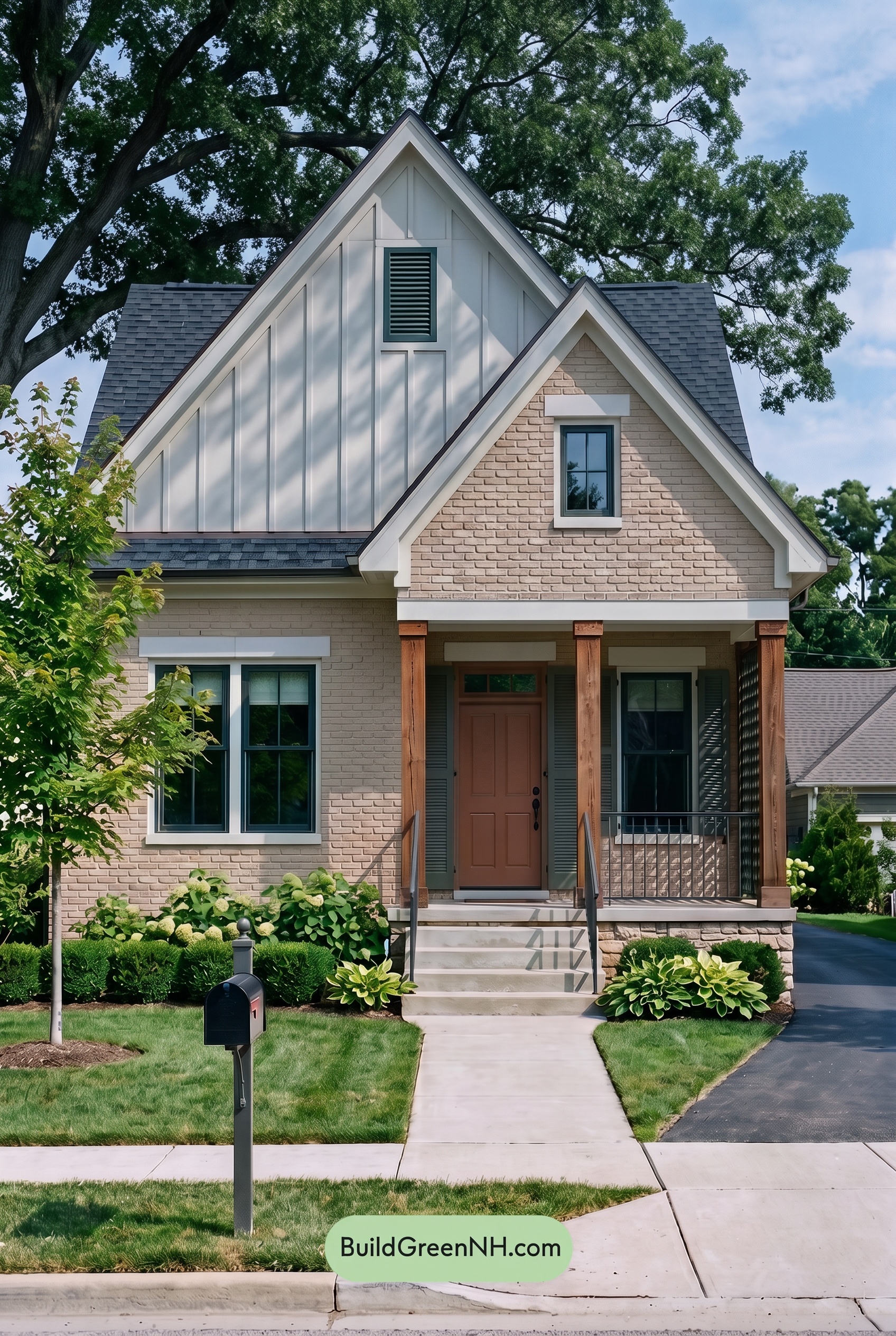 Tan Brick House Exterior Color Scheme: Pine Casement Poise - Shade