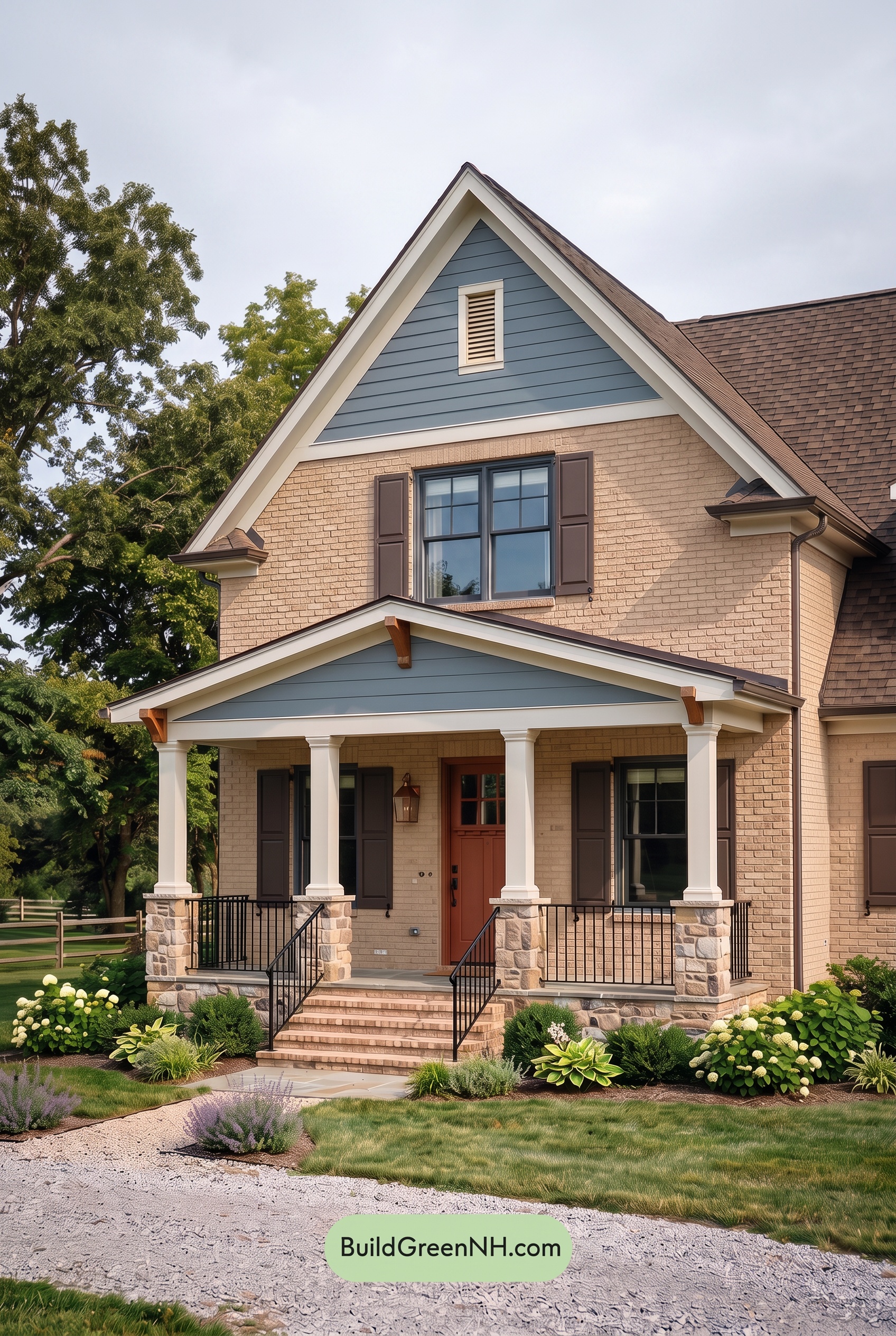 Tan Brick House Exterior Color Scheme: Prairie Lantern Verse - Overcast