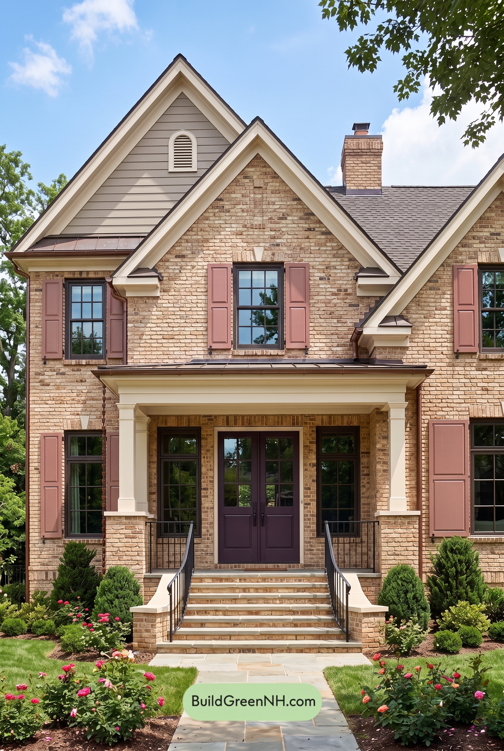 Tan Brick House Exterior Color Scheme: Rosewood Arrival