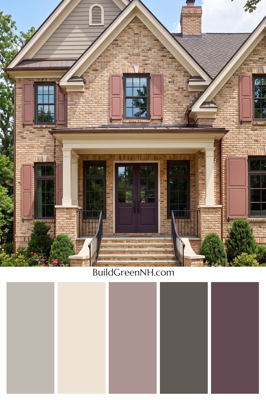 Tan Brick House Exterior Color Scheme: Rosewood Arrival