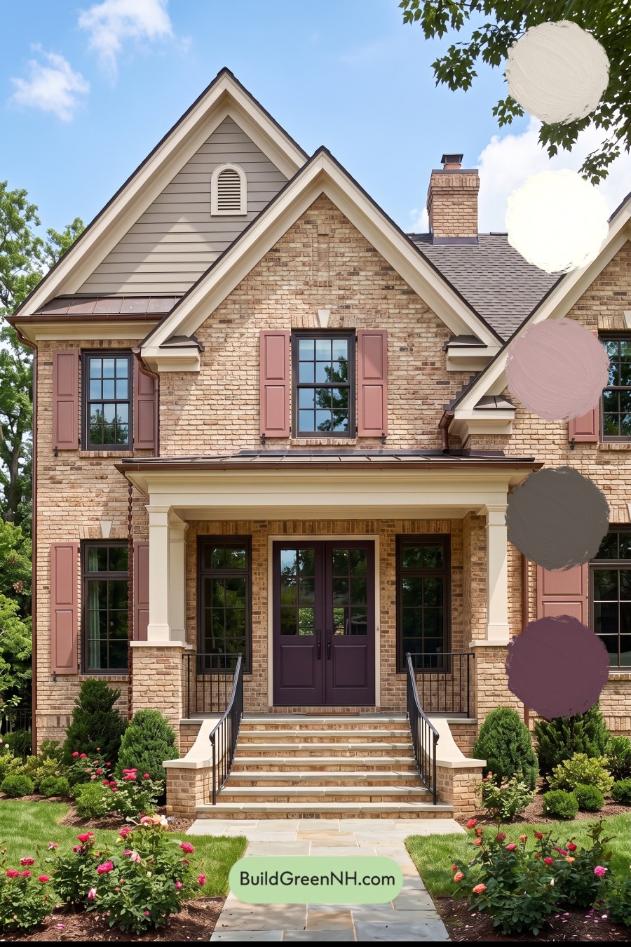 Tan Brick House Exterior Color Scheme: Rosewood Arrival