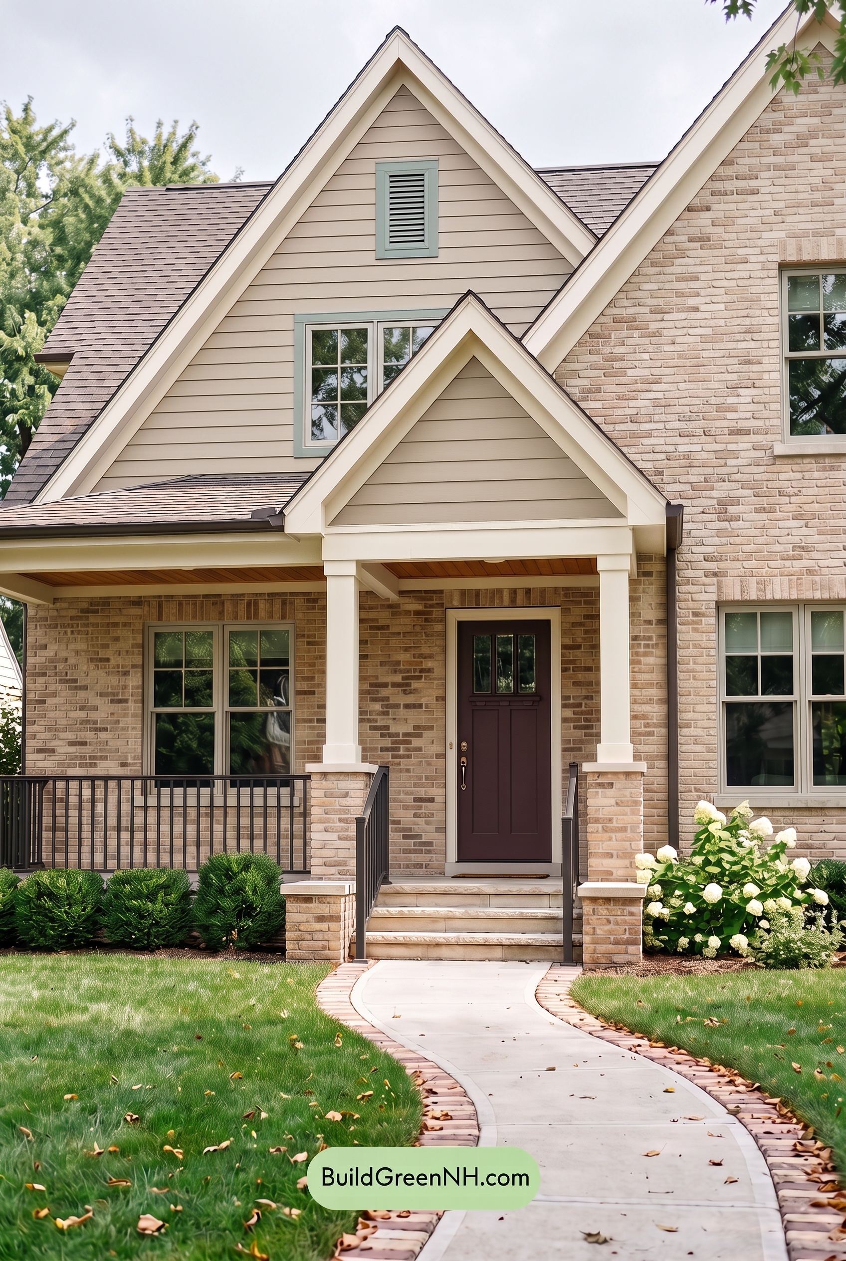 Tan Brick House Exterior Color Scheme: Velvet Threshold - Overcast