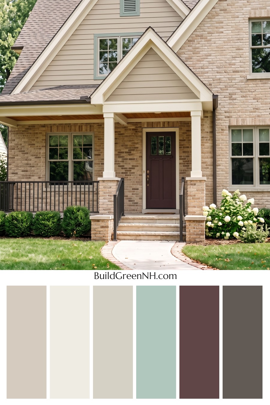 Tan Brick House Exterior Color Scheme: Velvet Threshold