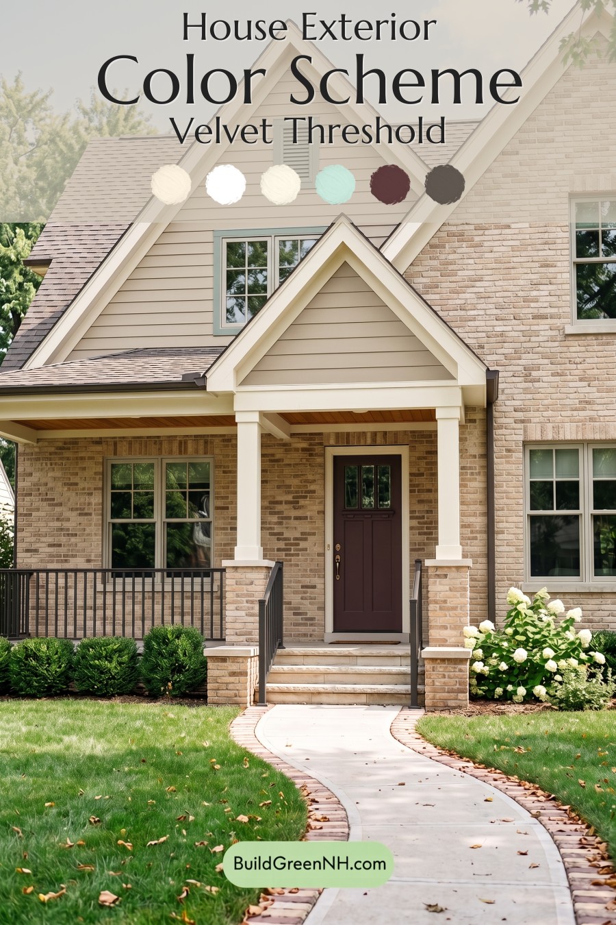 Tan Brick House Exterior Color Scheme: Velvet Threshold