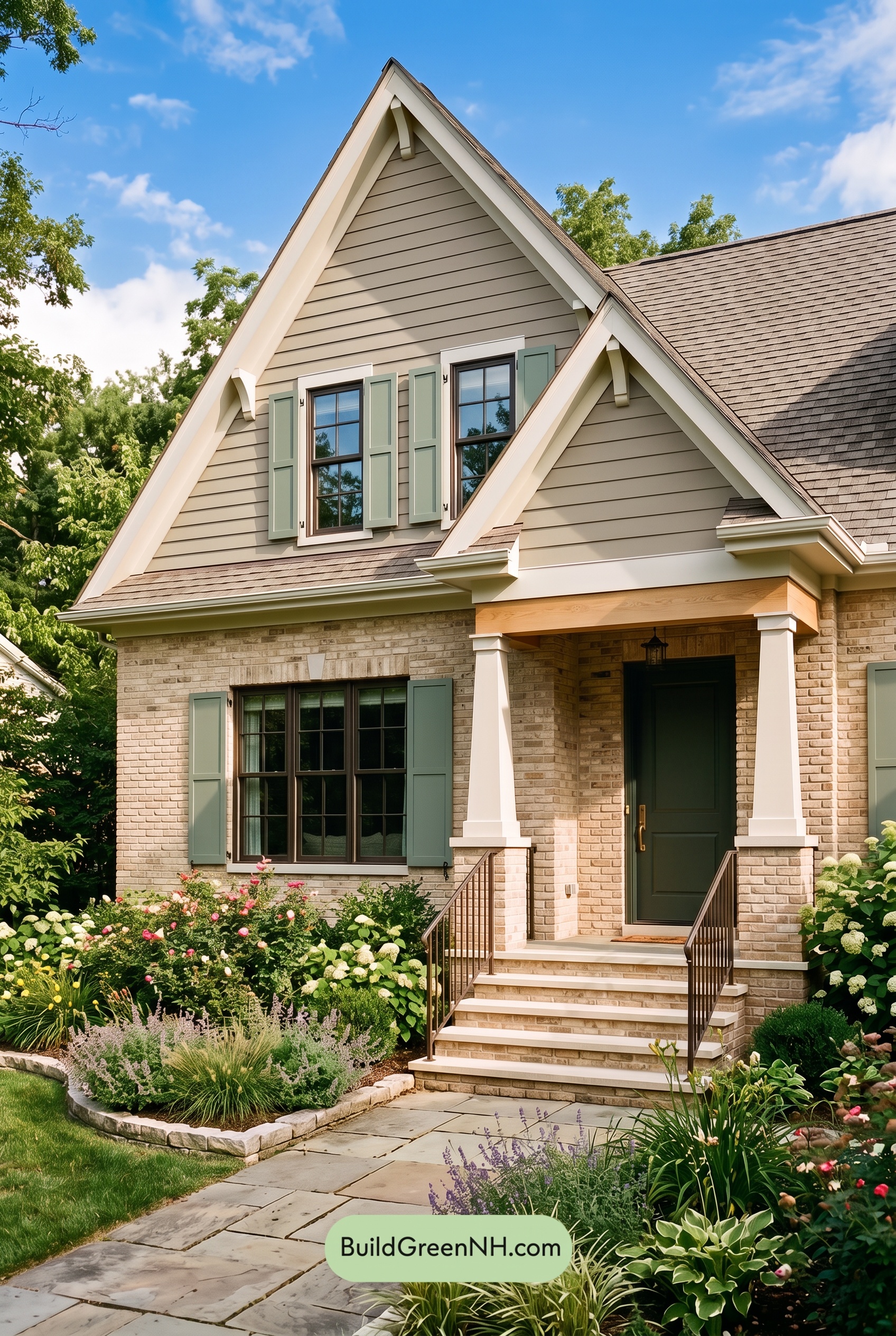 Tan Brick House Exterior Color Scheme: Willow Porch Note