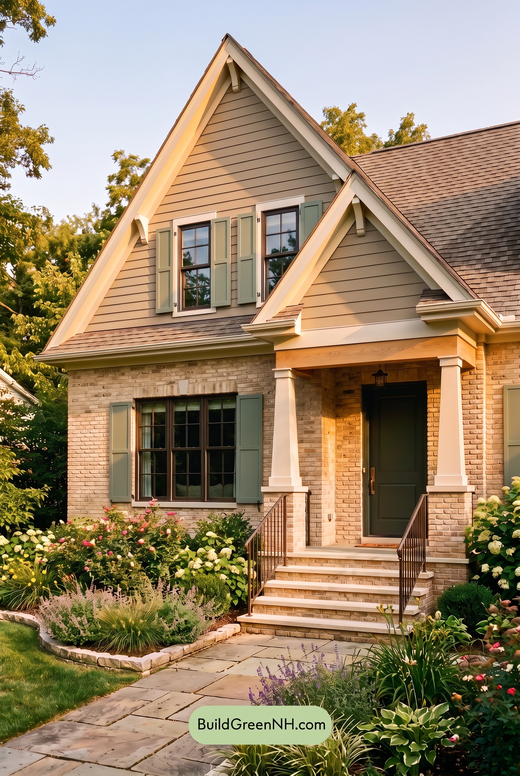 Tan Brick House Exterior Color Scheme: Willow Porch Note - Golden Hour