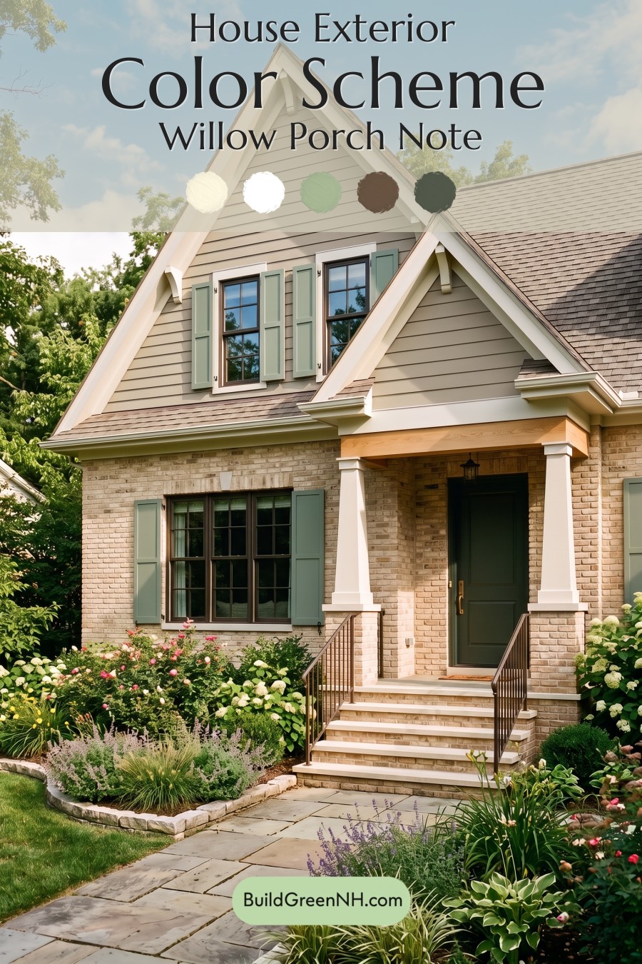 Tan Brick House Exterior Color Scheme: Willow Porch Note