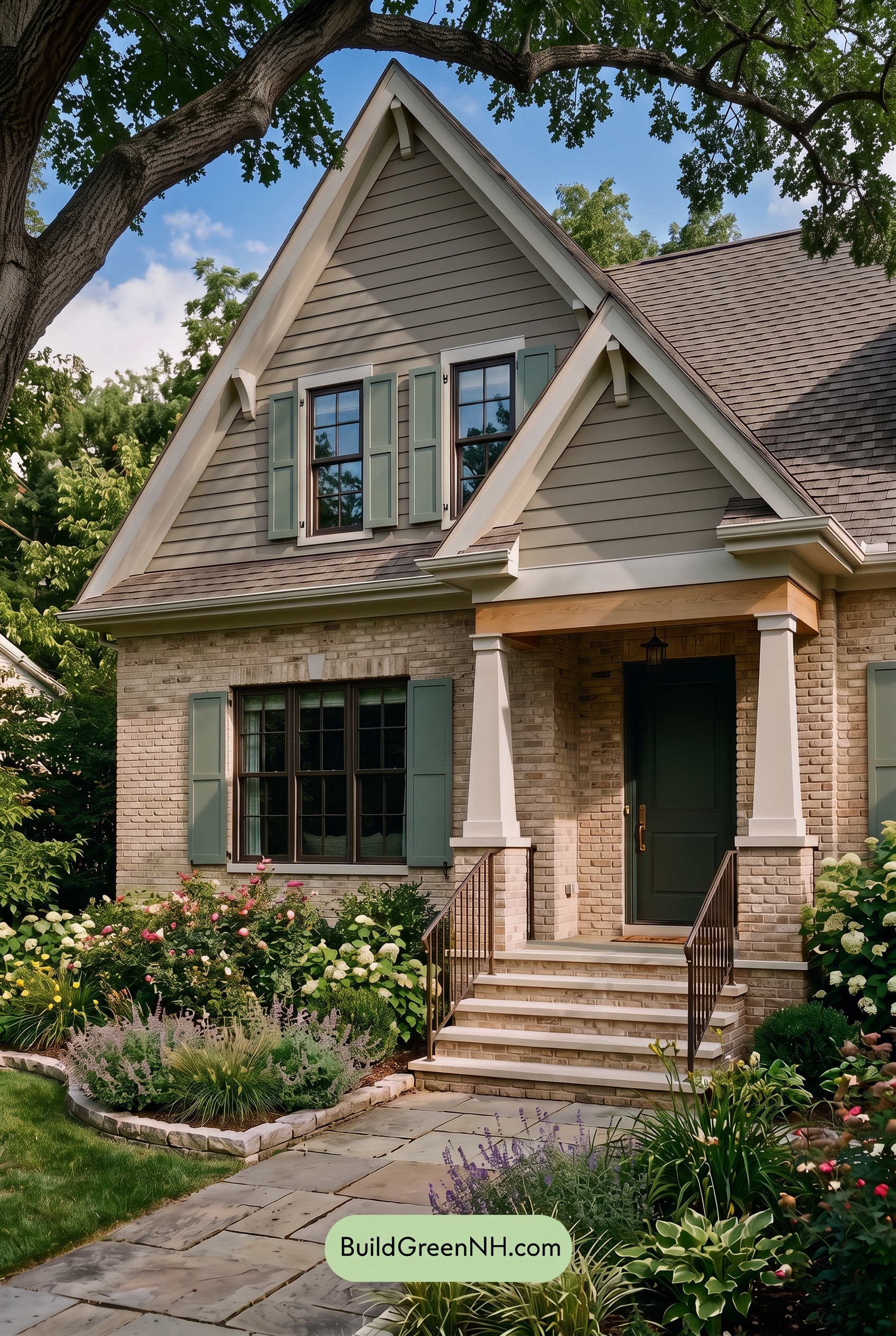 Tan Brick House Exterior Color Scheme: Willow Porch Note - Shade