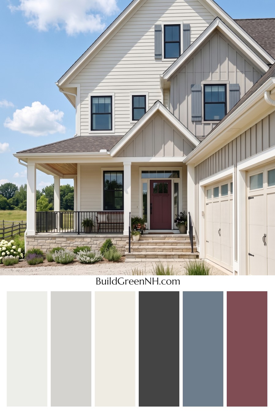 Warm Gray and Cream Farmhouse Exterior Color Scheme: Creamstone Current