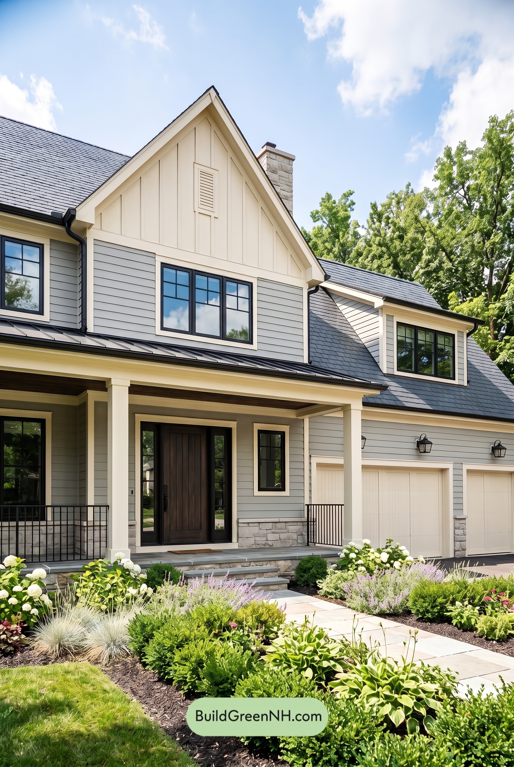Warm Gray and Cream Farmhouse Exterior Color Scheme: Ironwood Reverie