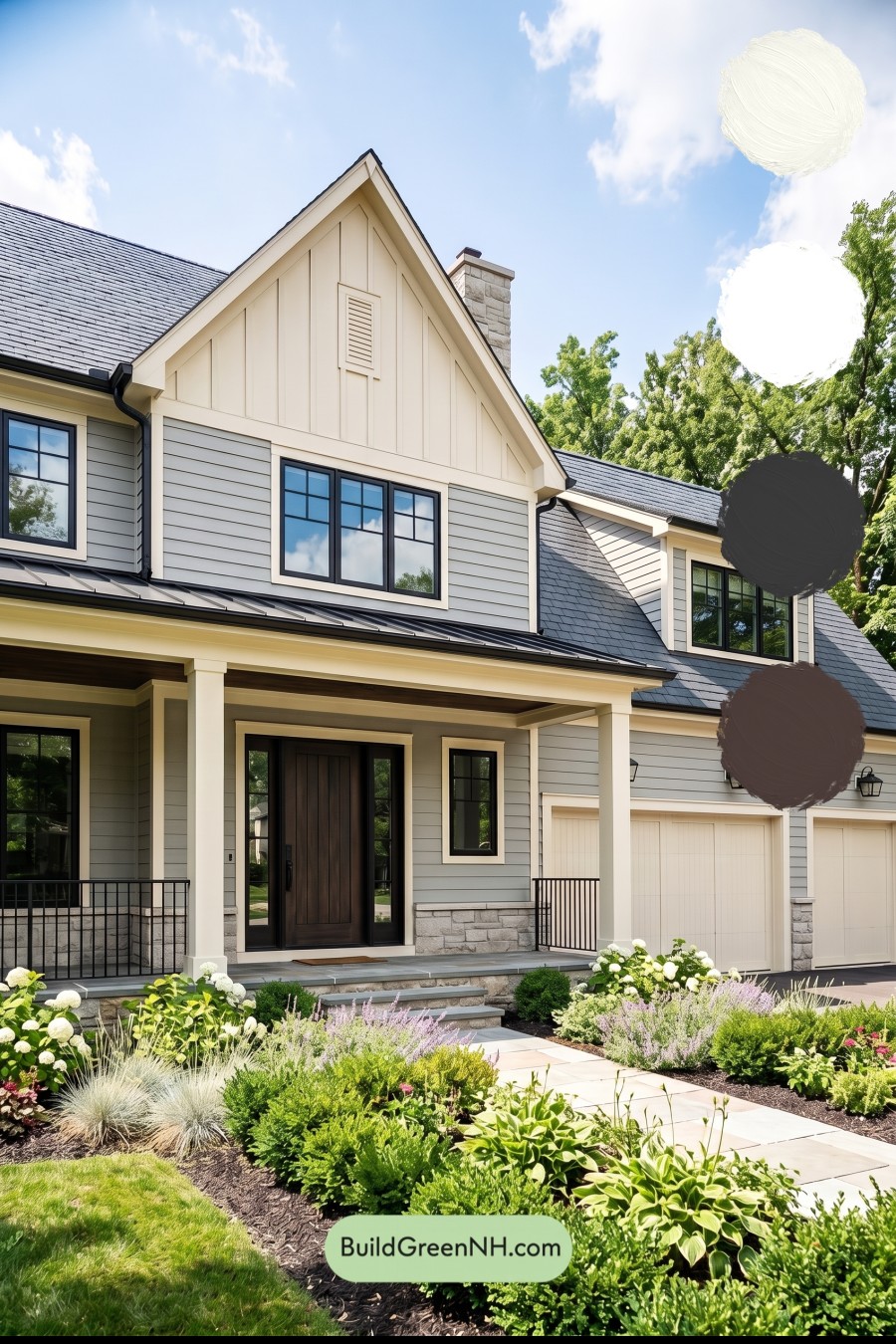 Warm Gray and Cream Farmhouse Exterior Color Scheme: Ironwood Reverie