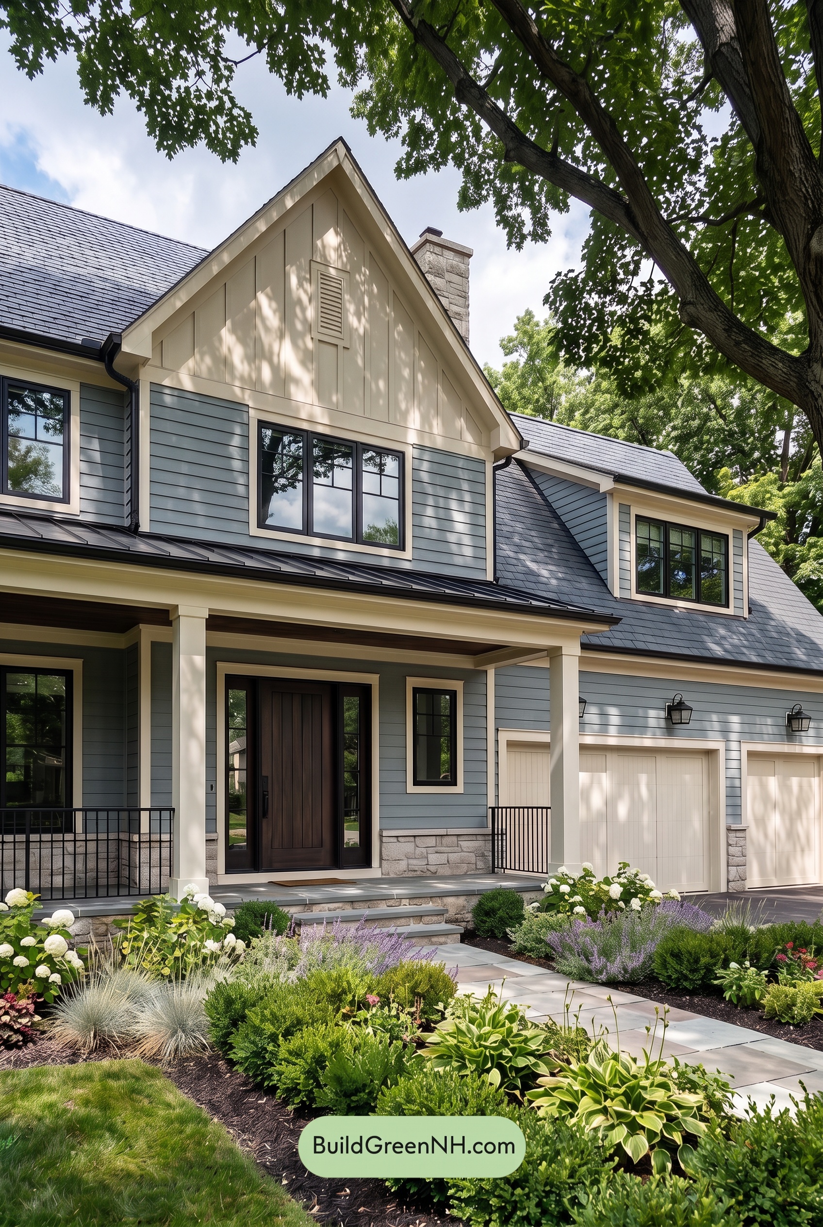 Warm Gray and Cream Farmhouse Exterior Color Scheme: Ironwood Reverie - Shade