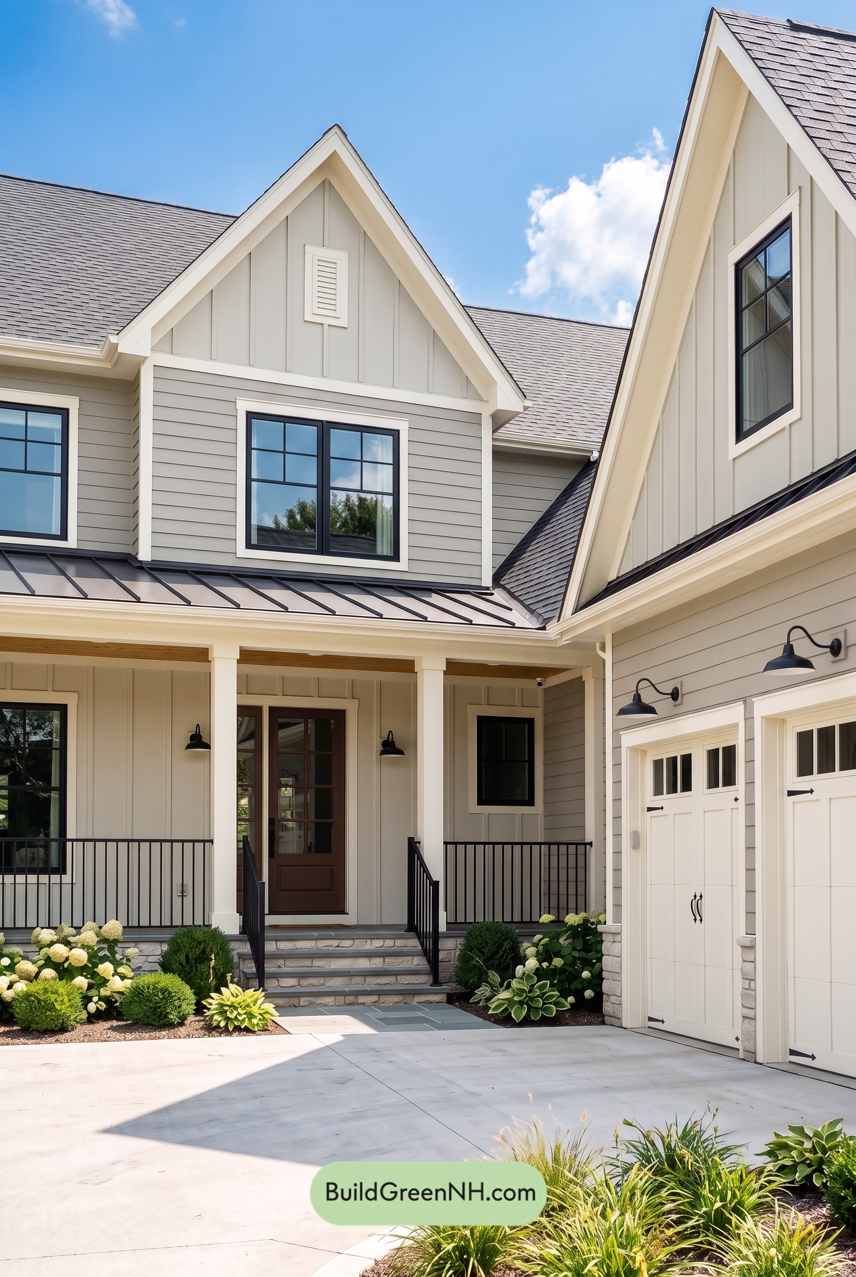 Warm Gray and Cream Farmhouse Exterior Color Scheme: Velvet Gable