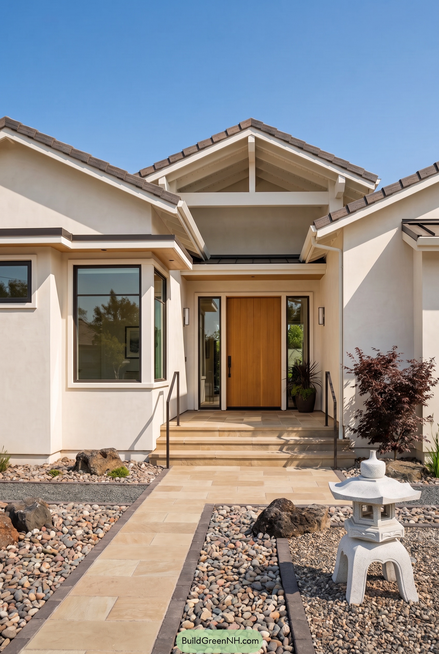 White Stucco House Exterior Color Scheme: Zen Inspired Modern Stucco