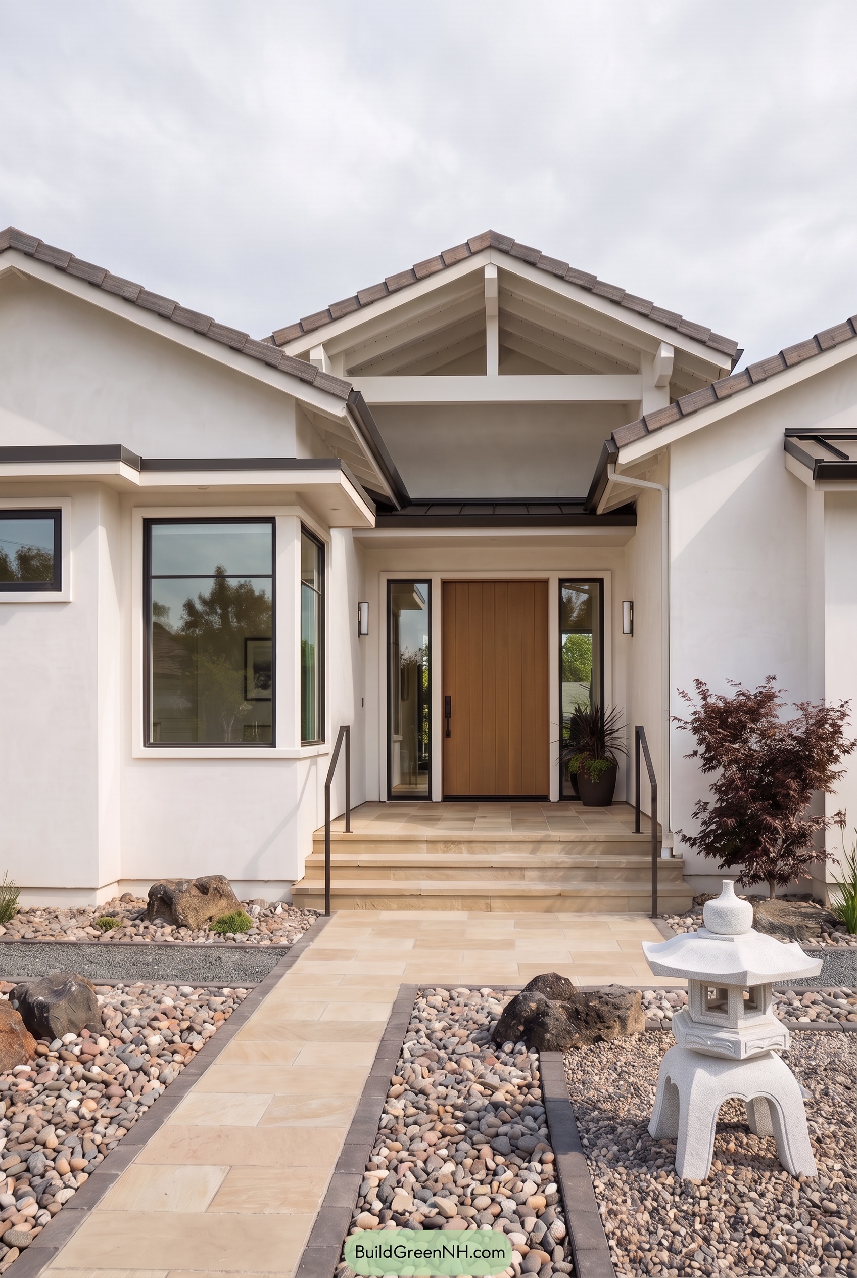 White Stucco House Exterior Color Scheme: Zen Inspired Modern Stucco - Overcast