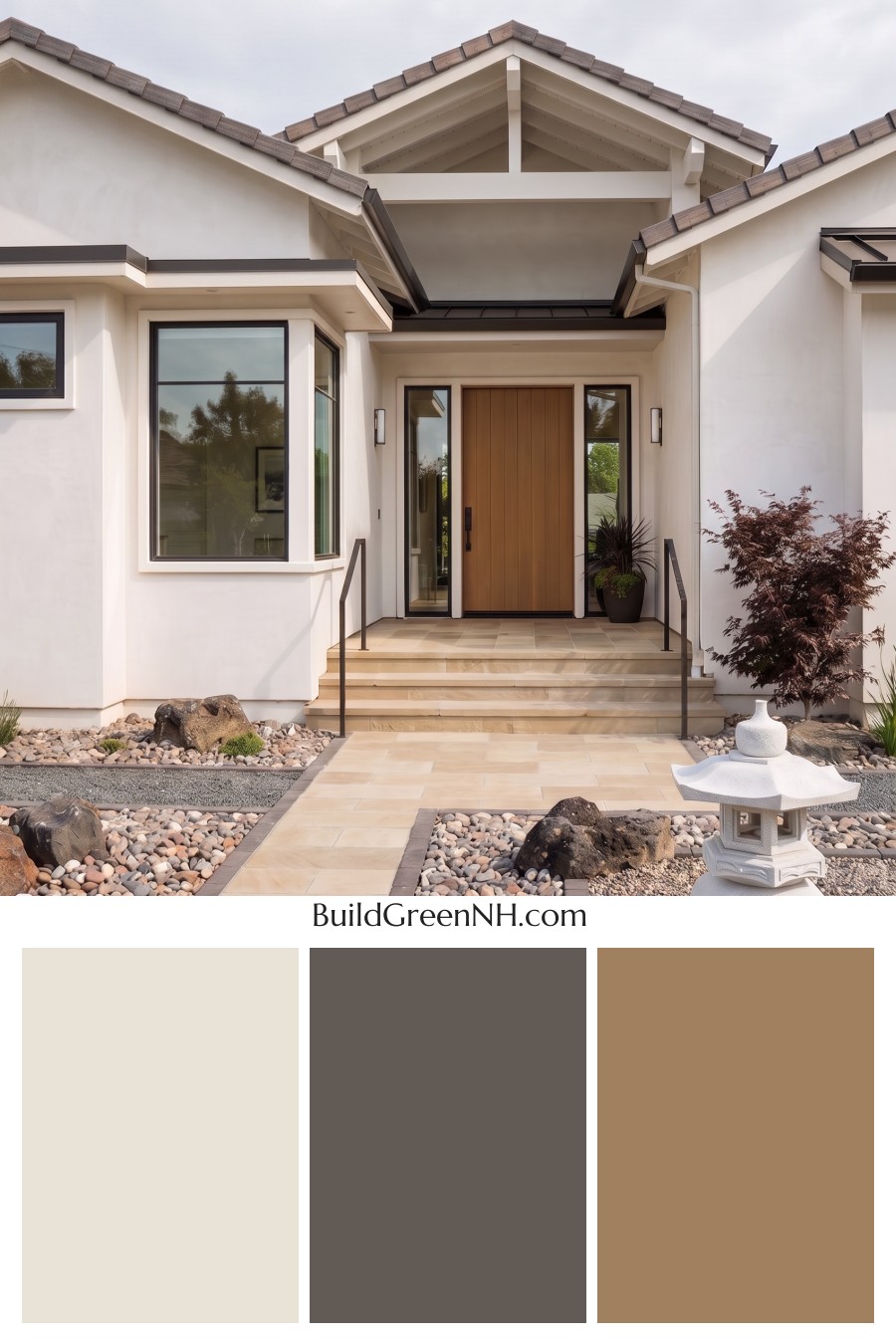 White Stucco House Exterior Color Scheme: Zen Inspired Modern Stucco