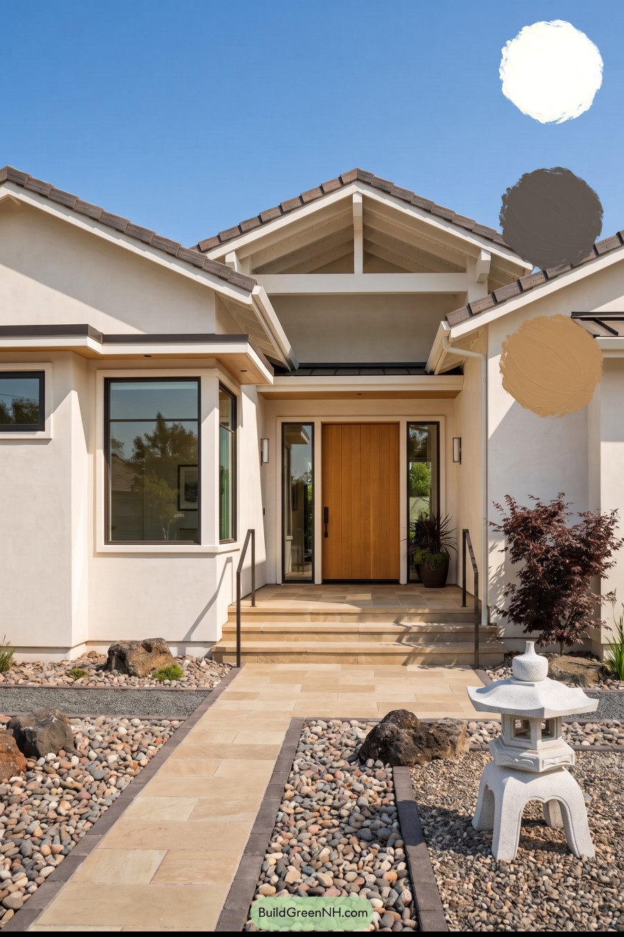 White Stucco House Exterior Color Scheme: Zen Inspired Modern Stucco