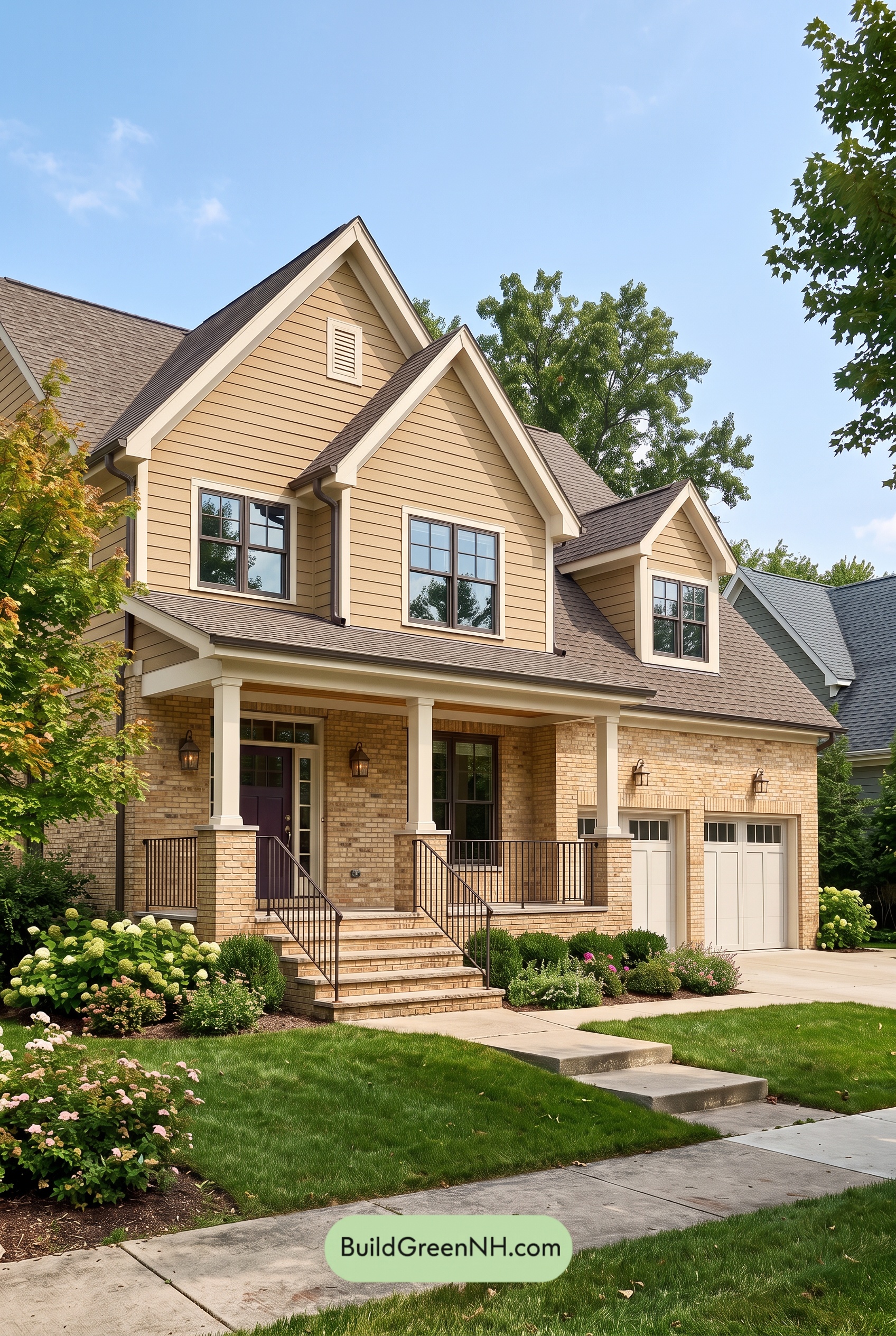 Yellow Brick House Exterior Color Scheme: Amber Veranda