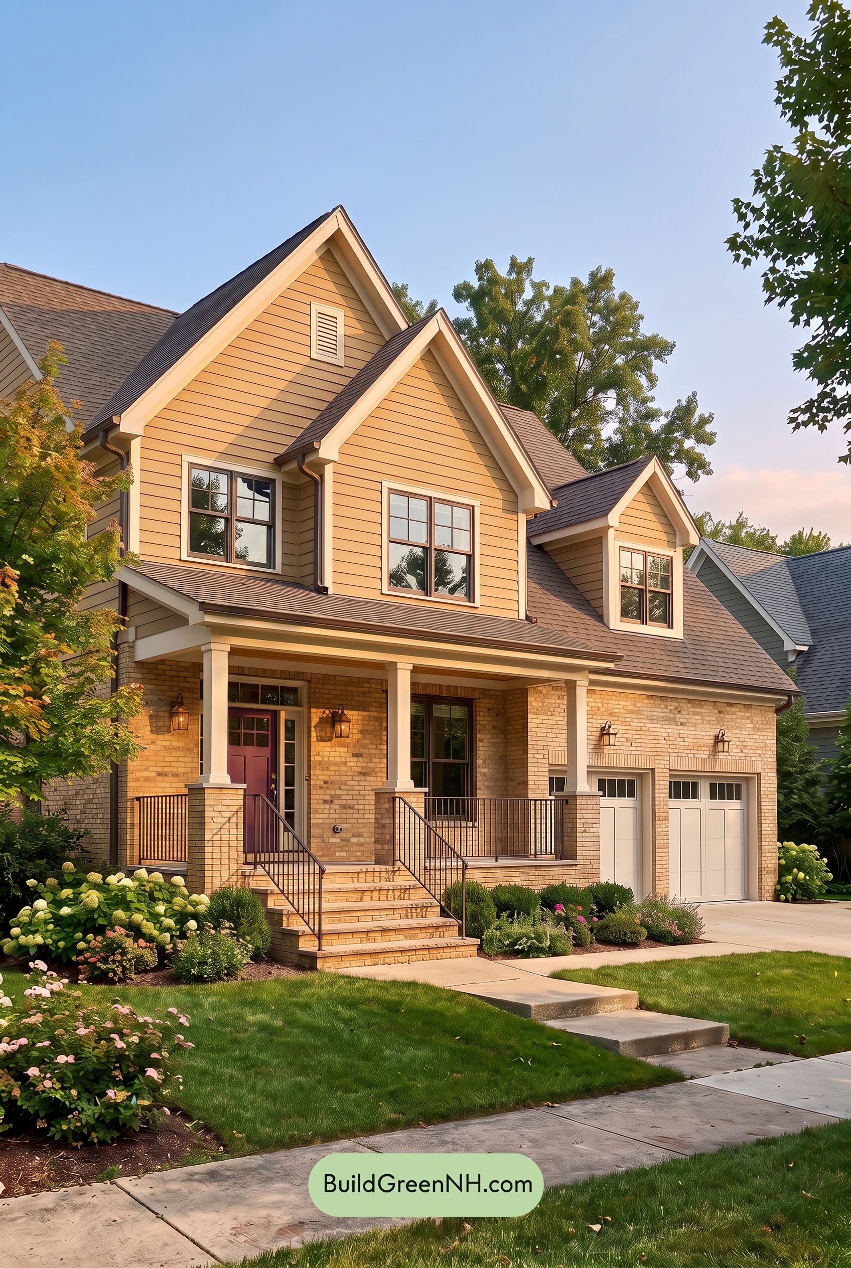 Yellow Brick House Exterior Color Scheme: Amber Veranda - Golden Hour
