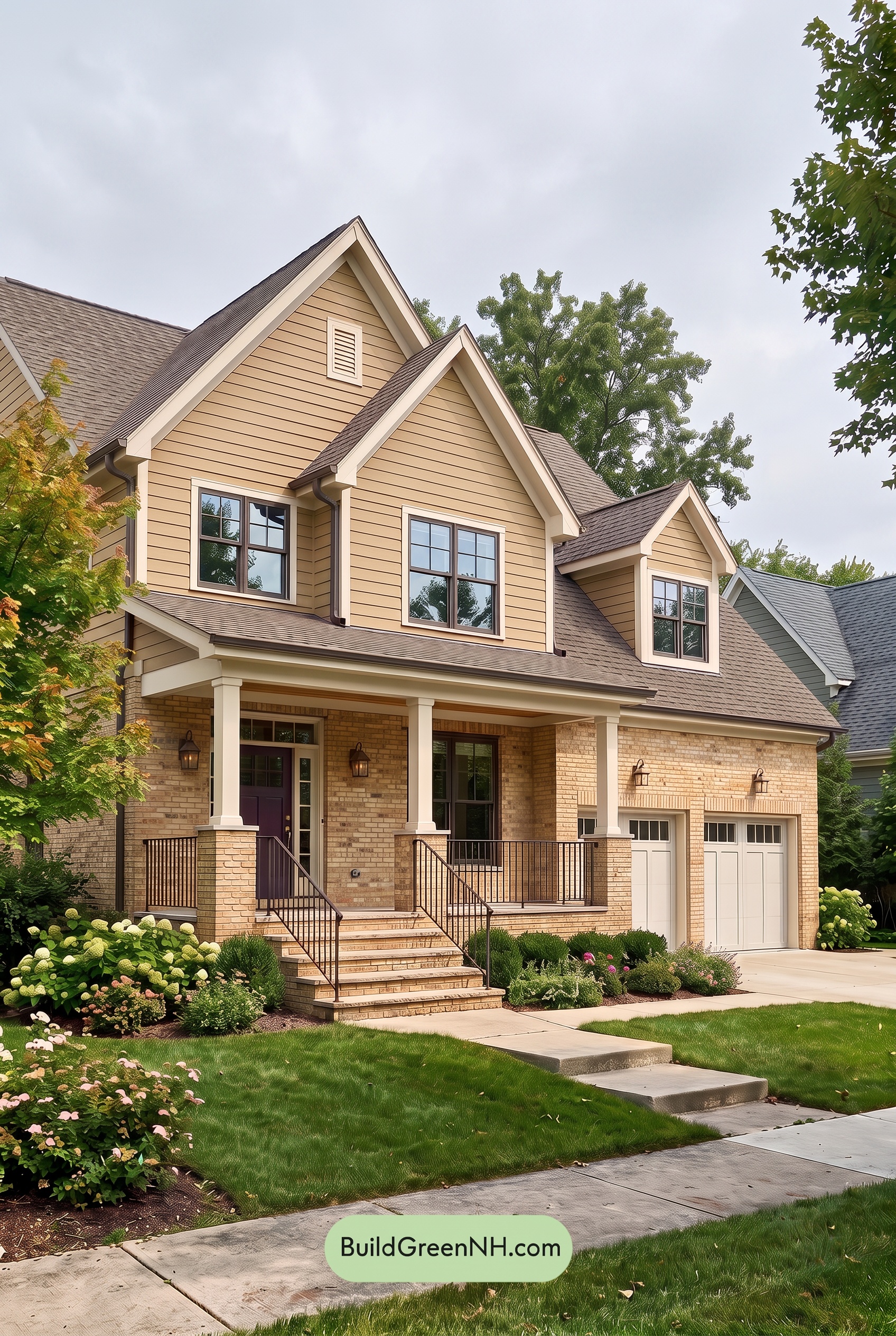 Yellow Brick House Exterior Color Scheme: Amber Veranda - Overcast