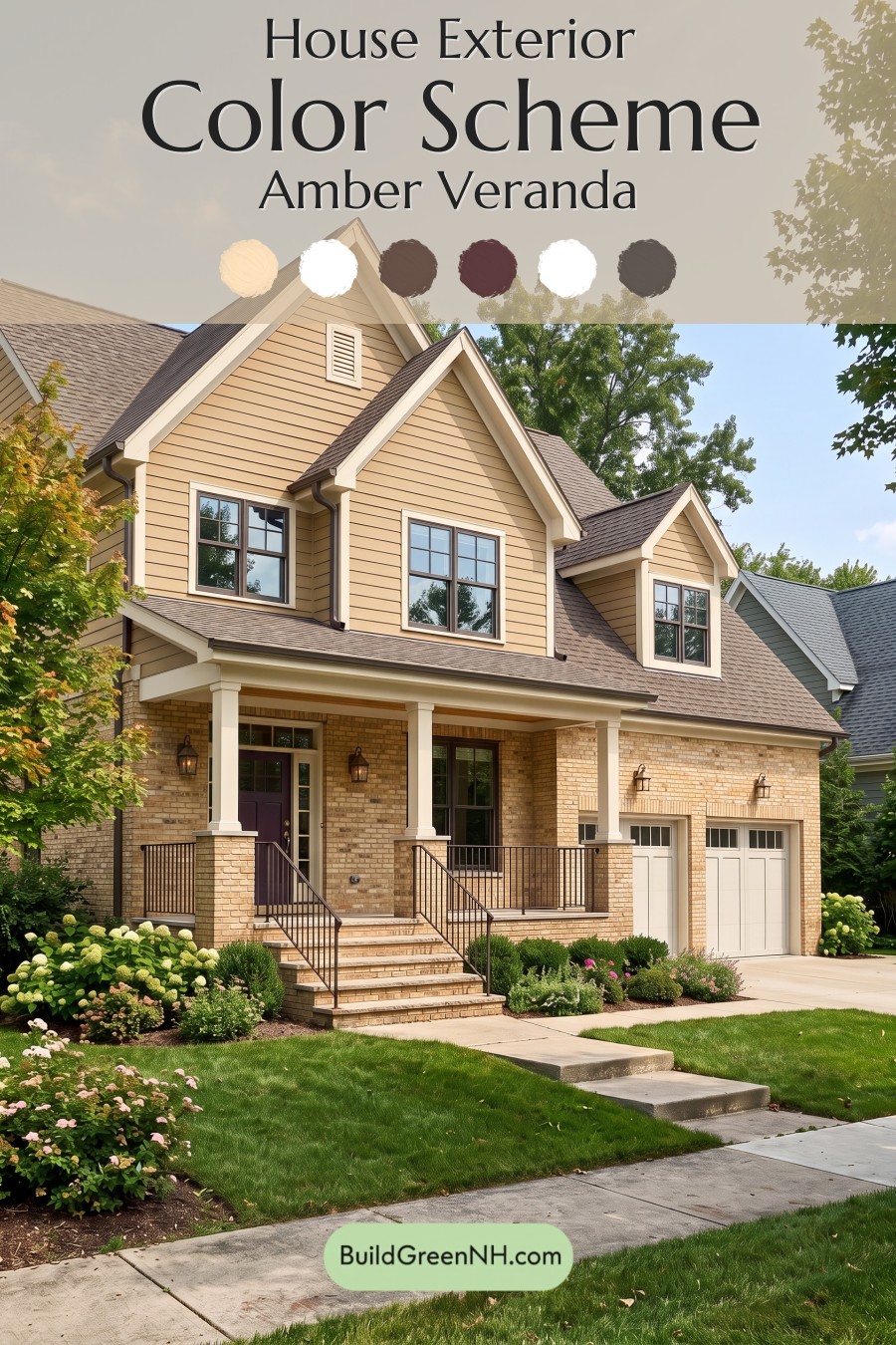 Yellow Brick House Exterior Color Scheme: Amber Veranda