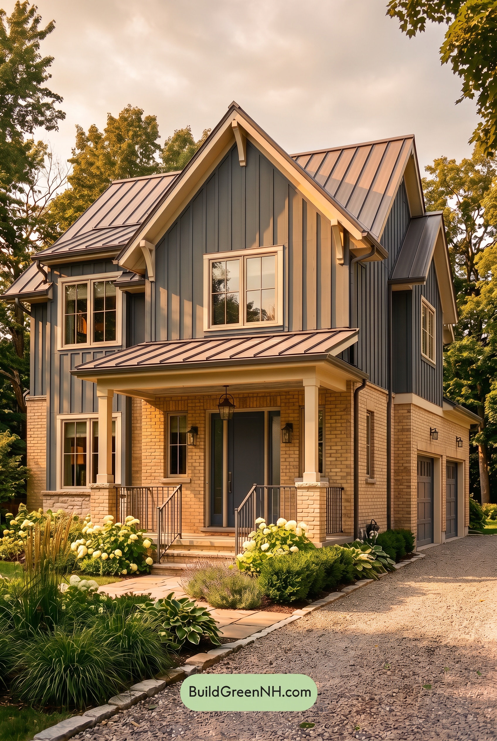 Yellow Brick House Exterior Color Scheme: Bluebell Masonry Quiet - Golden Hour