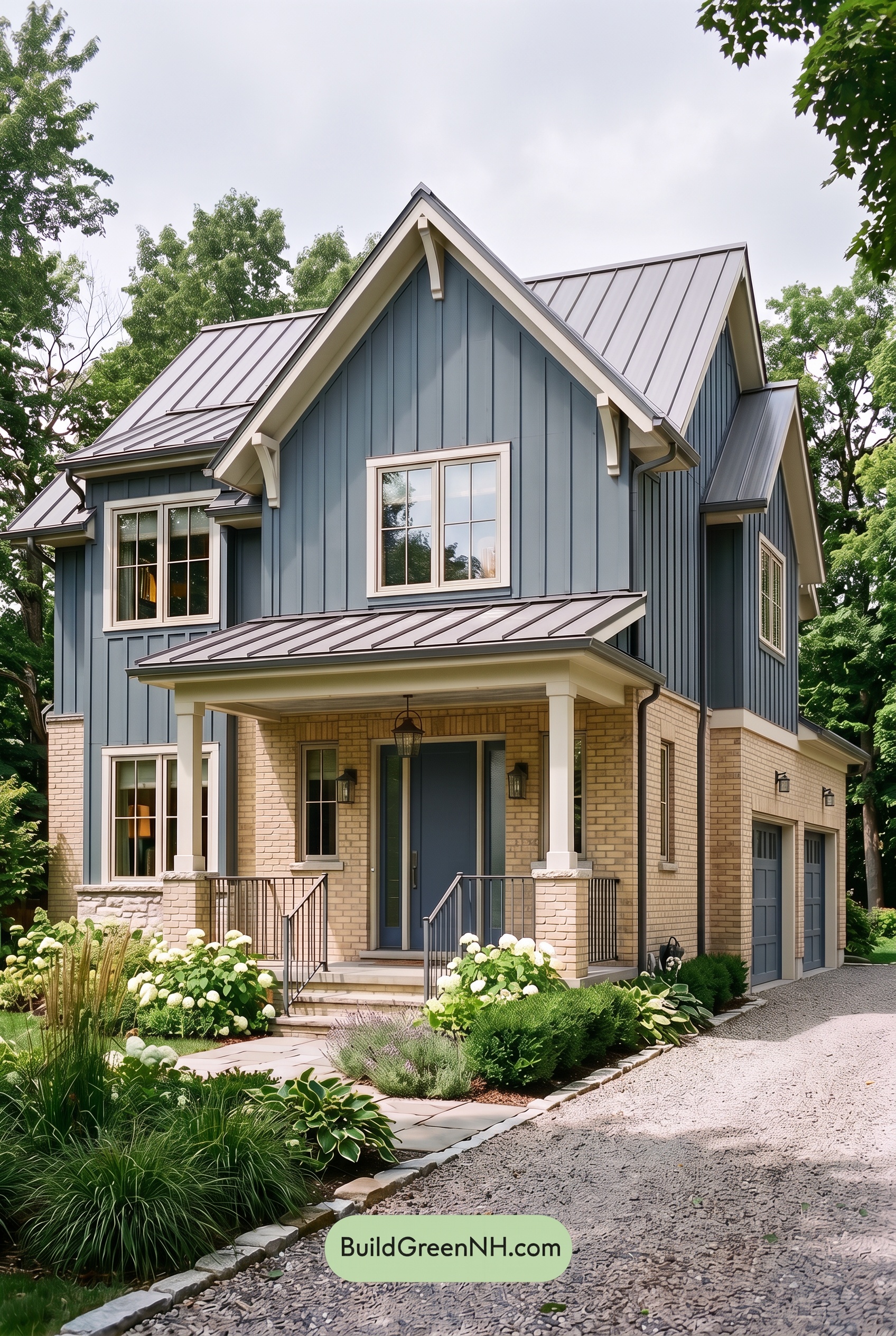 Yellow Brick House Exterior Color Scheme: Bluebell Masonry Quiet - Overcast