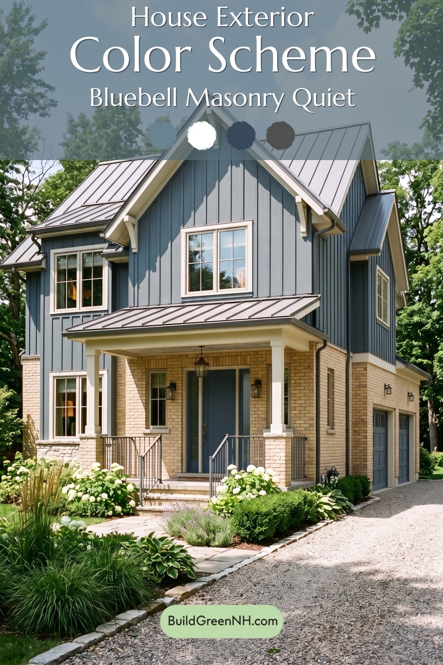 Yellow Brick House Exterior Color Scheme: Bluebell Masonry Quiet