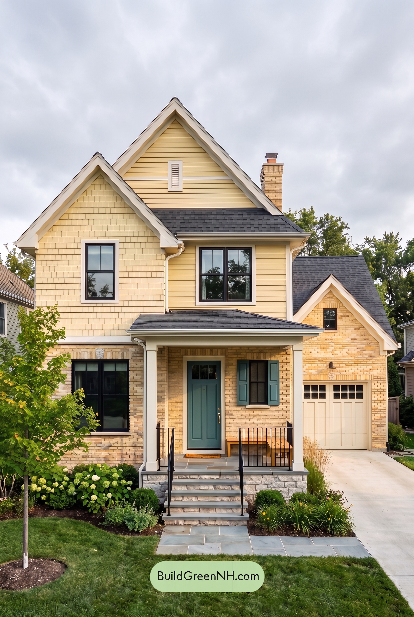 Yellow Brick House Exterior Color Scheme: Citrine Compass - Overcast