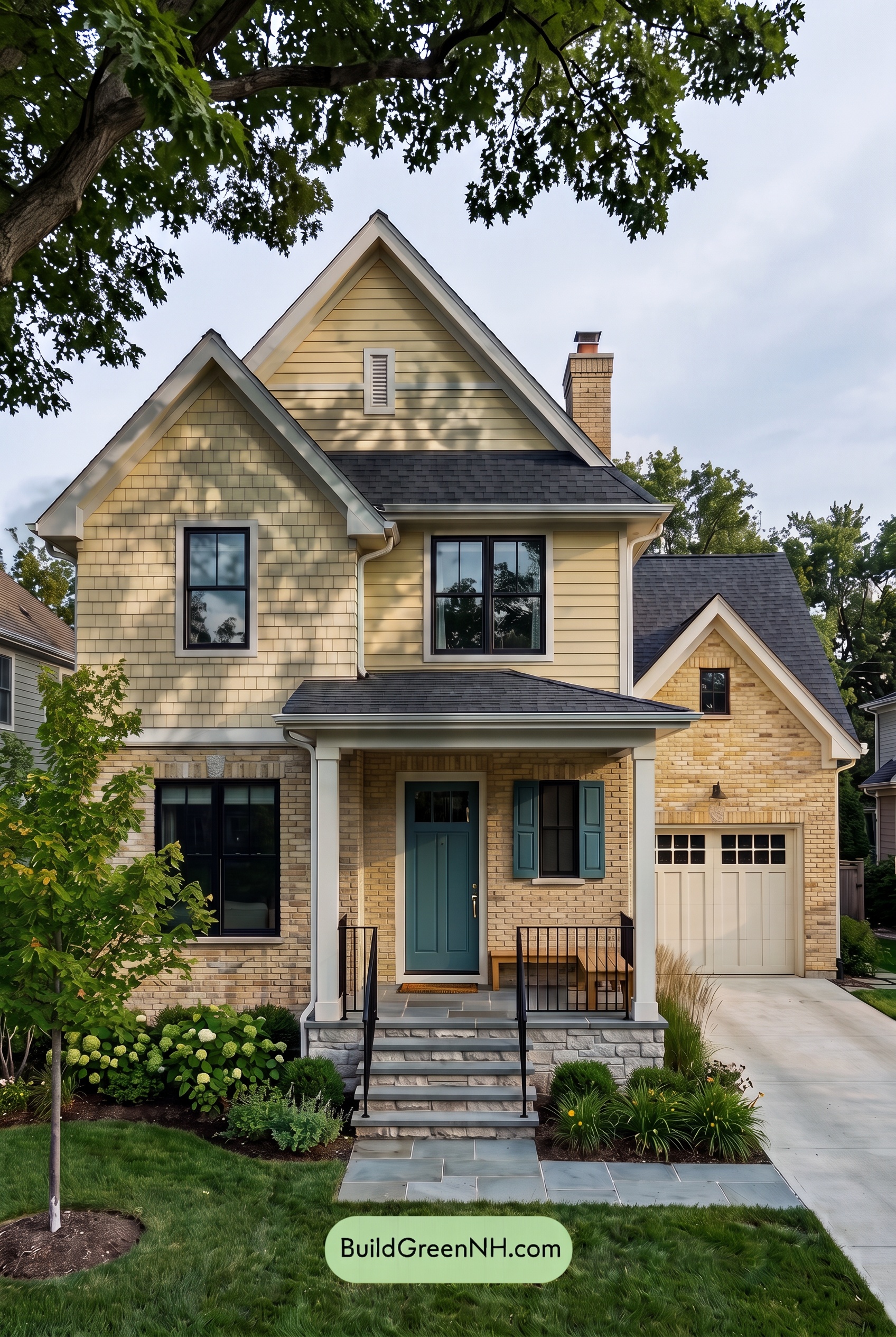 Yellow Brick House Exterior Color Scheme: Citrine Compass - Shade