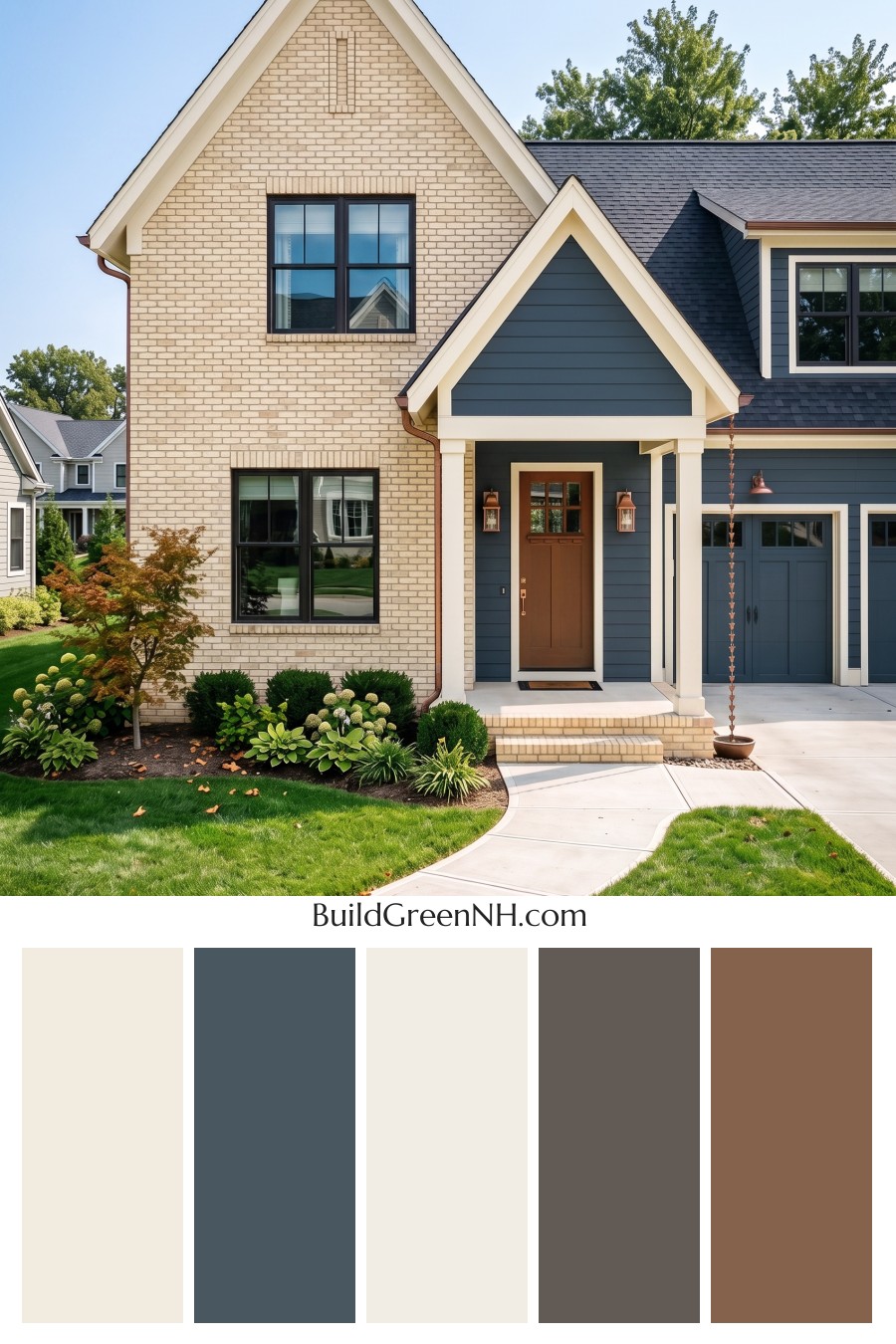 Yellow Brick House Exterior Color Scheme: Cobalt Hearth Crest