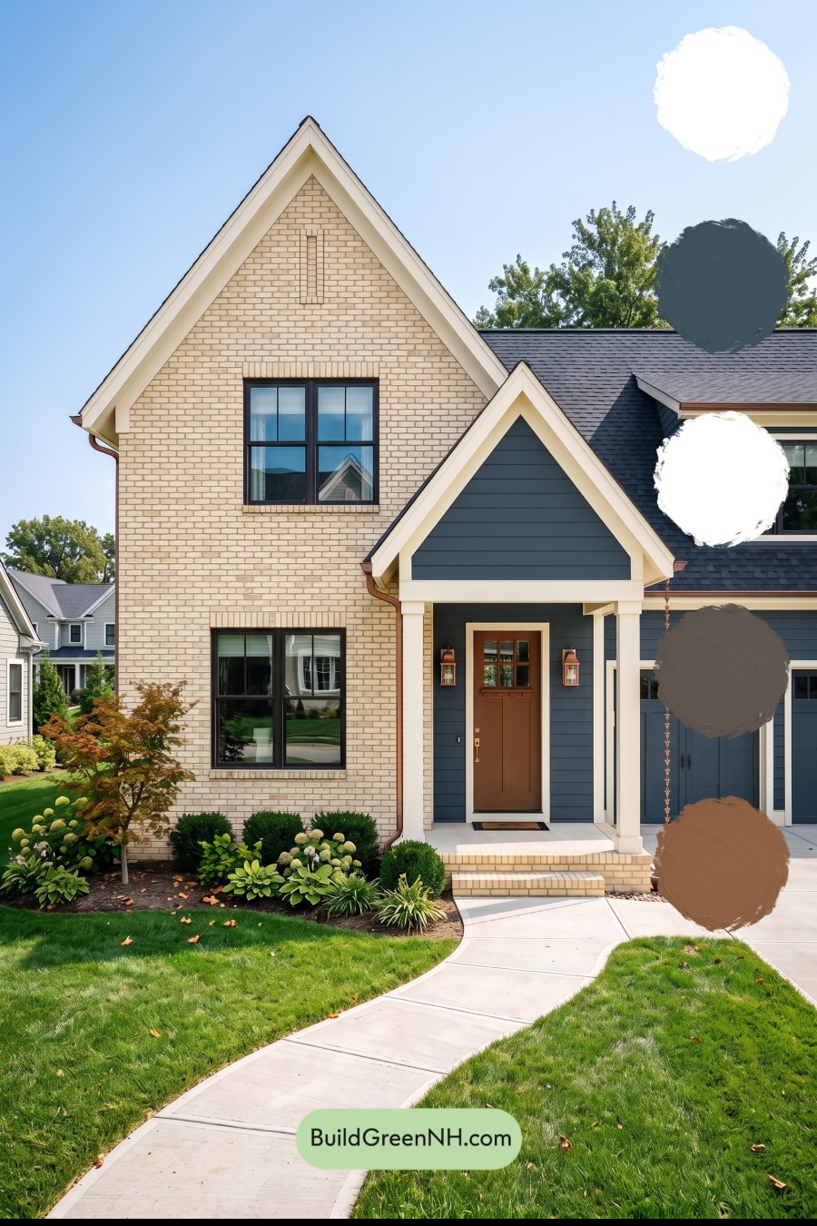 Yellow Brick House Exterior Color Scheme: Cobalt Hearth Crest