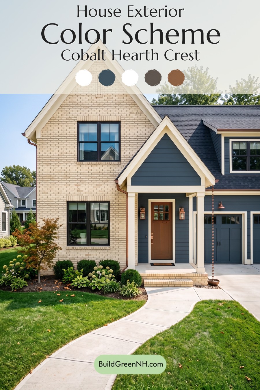 Yellow Brick House Exterior Color Scheme: Cobalt Hearth Crest