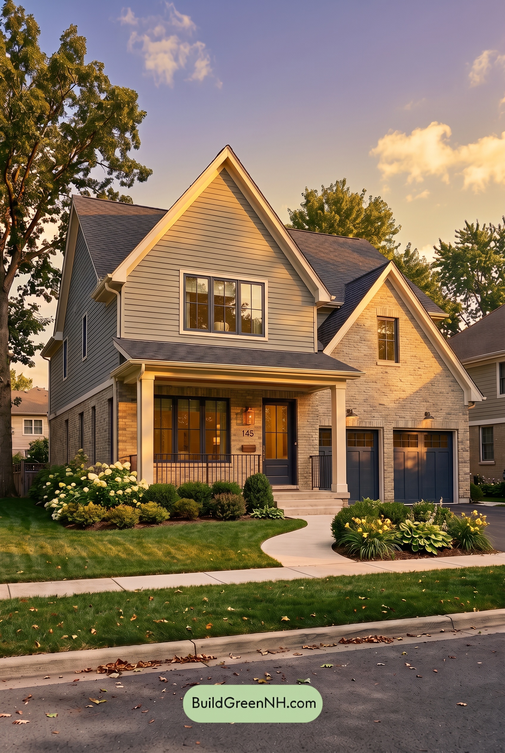 Yellow Brick House Exterior Color Scheme: Harbor Linen Crest - Golden Hour