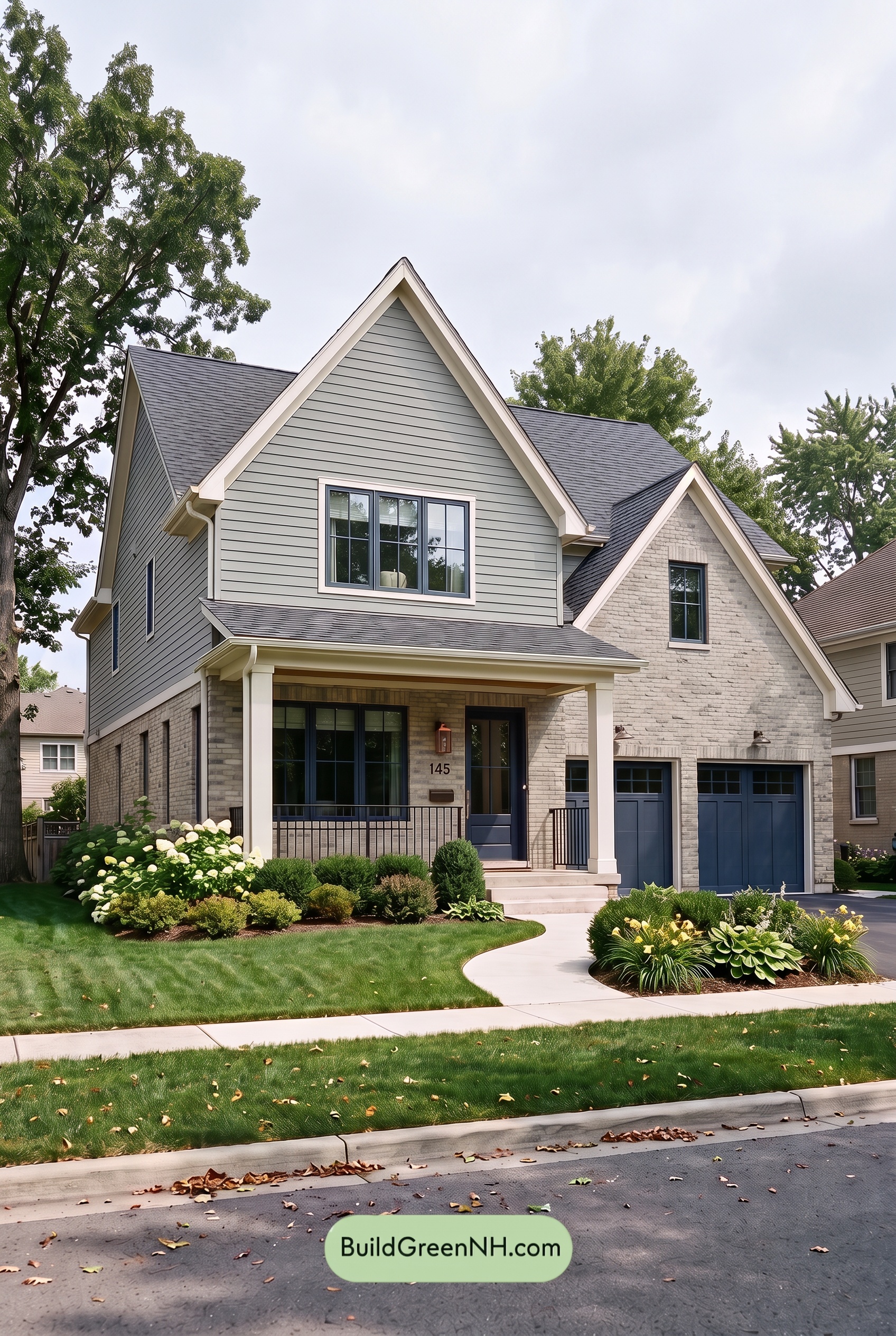 Yellow Brick House Exterior Color Scheme: Harbor Linen Crest - Overcast