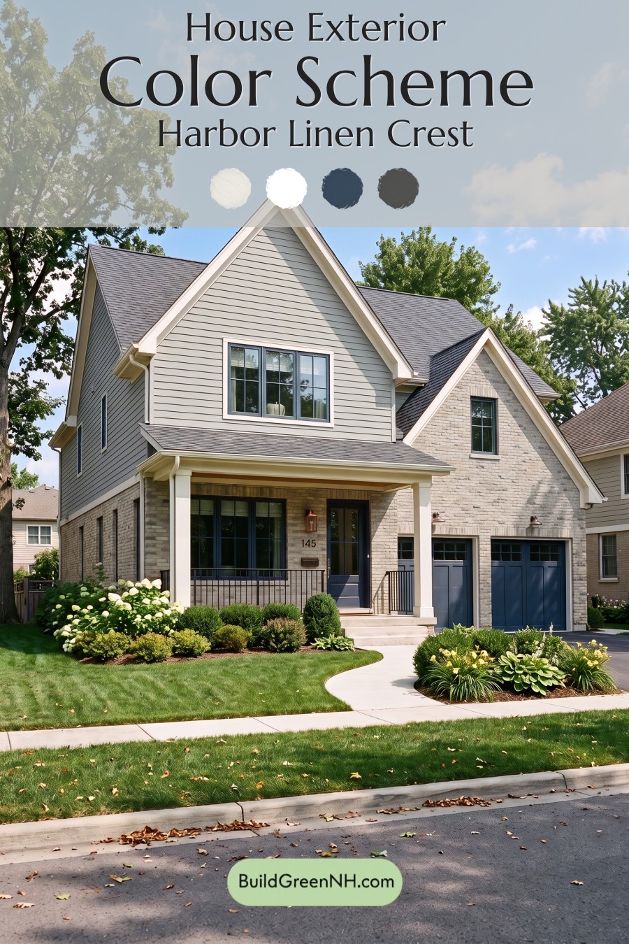 Yellow Brick House Exterior Color Scheme: Harbor Linen Crest