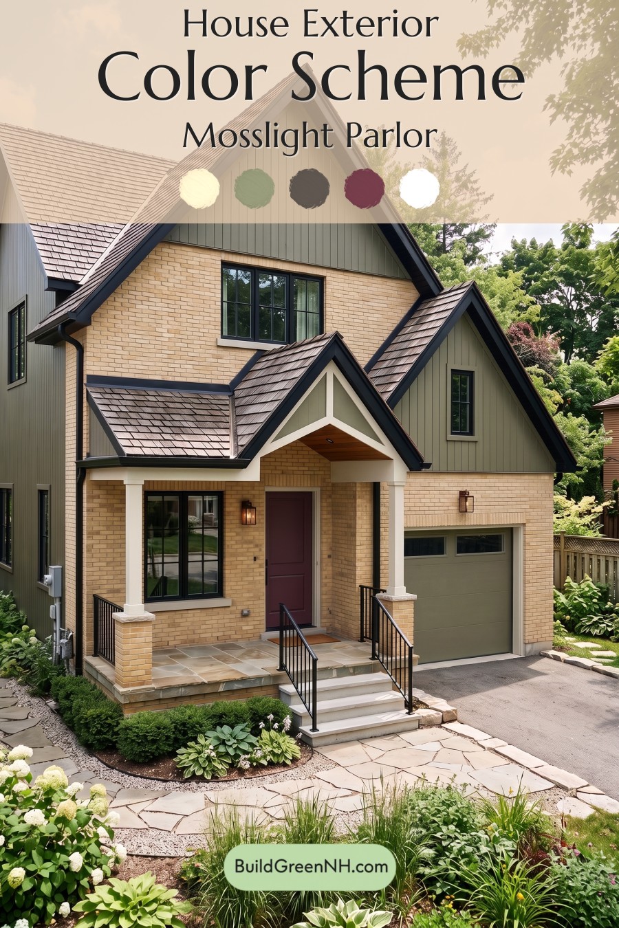 Yellow Brick House Exterior Color Scheme: Mosslight Parlor