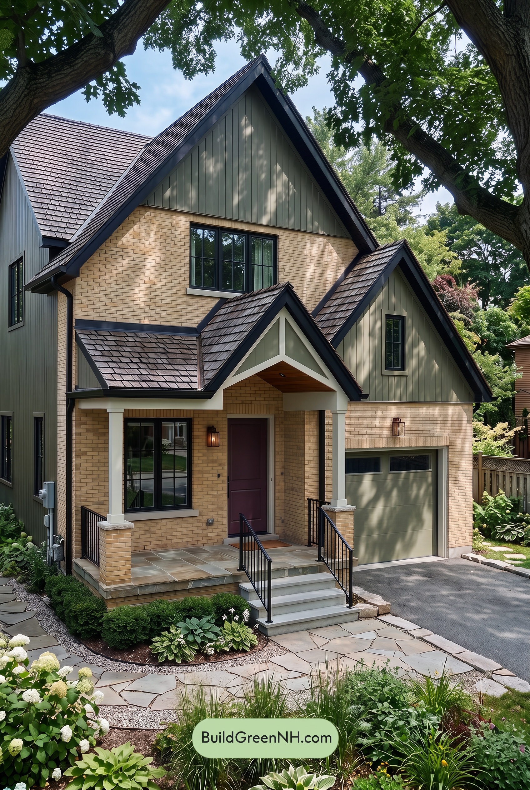 Yellow Brick House Exterior Color Scheme: Mosslight Parlor - Shade