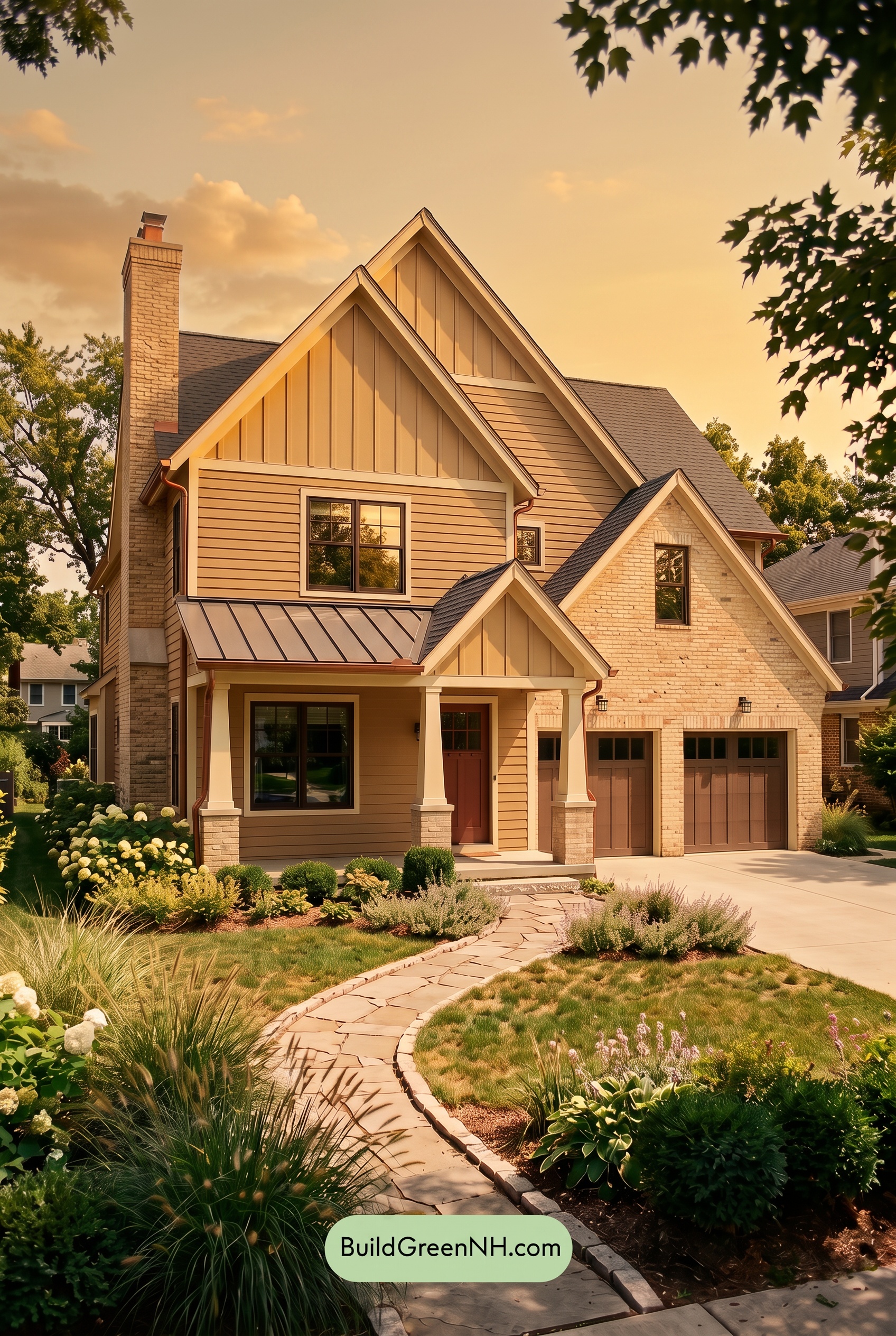 Yellow Brick House Exterior Color Scheme: Ochre Lantern - Golden Hour