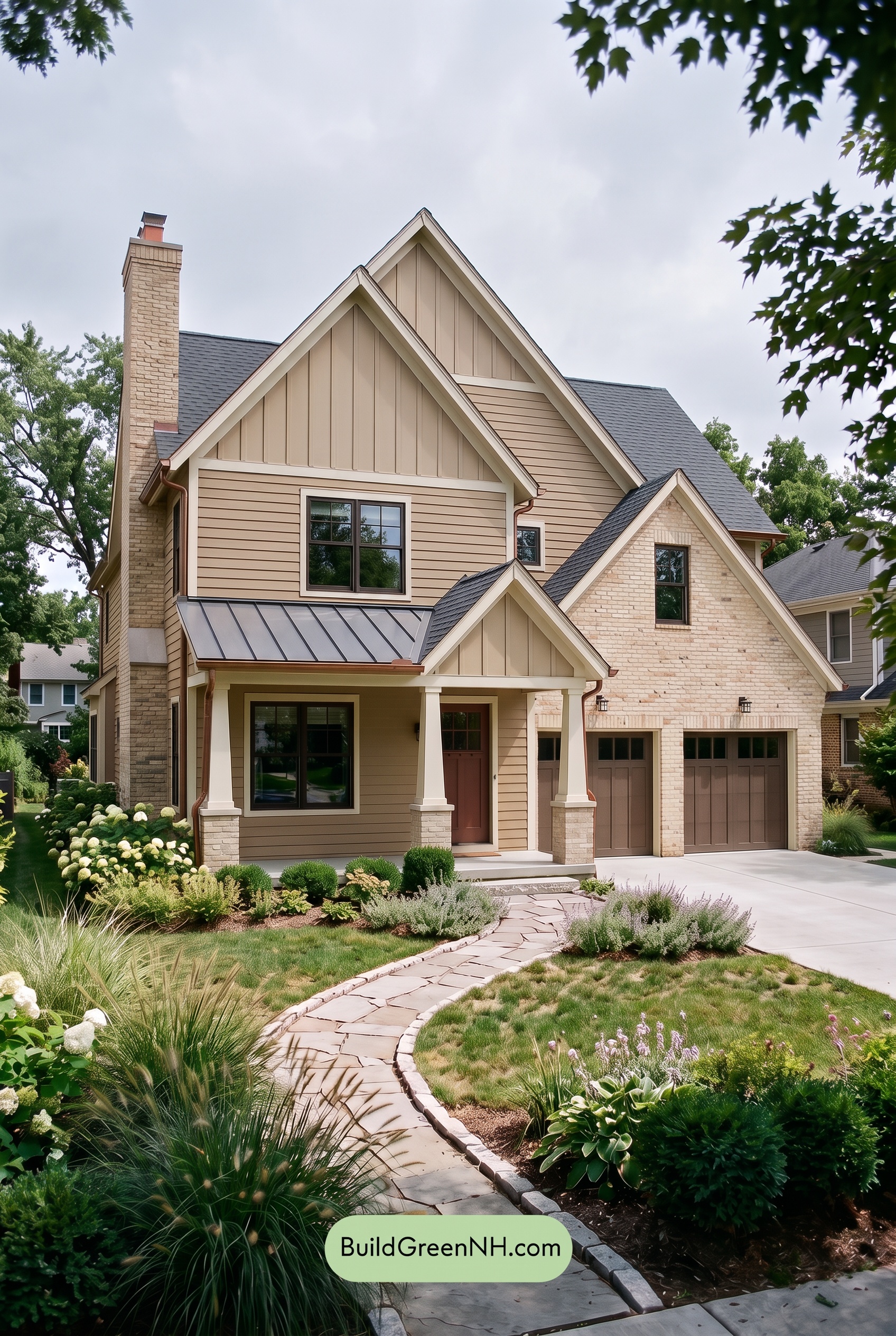 Yellow Brick House Exterior Color Scheme: Ochre Lantern - Overcast
