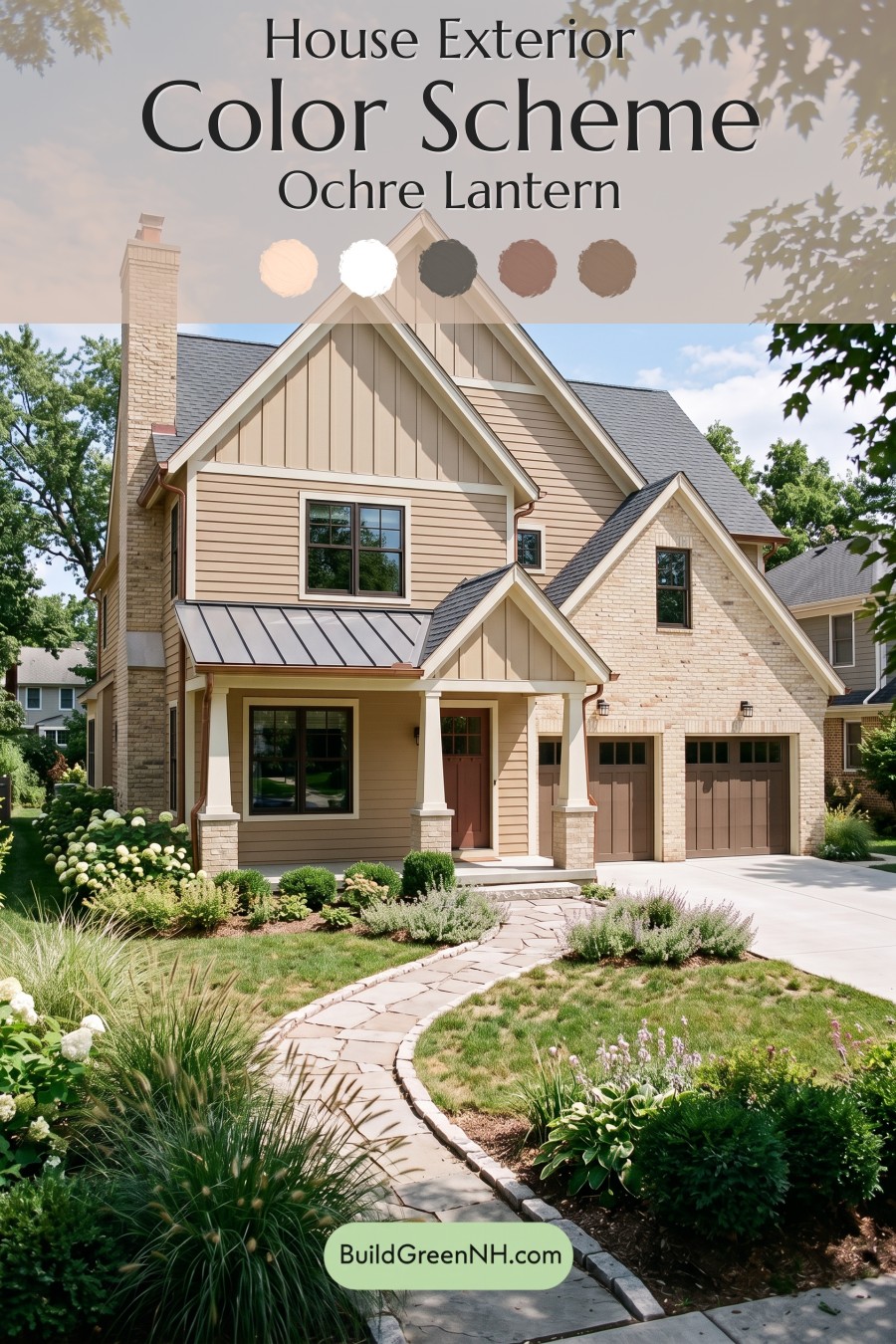 Yellow Brick House Exterior Color Scheme: Ochre Lantern