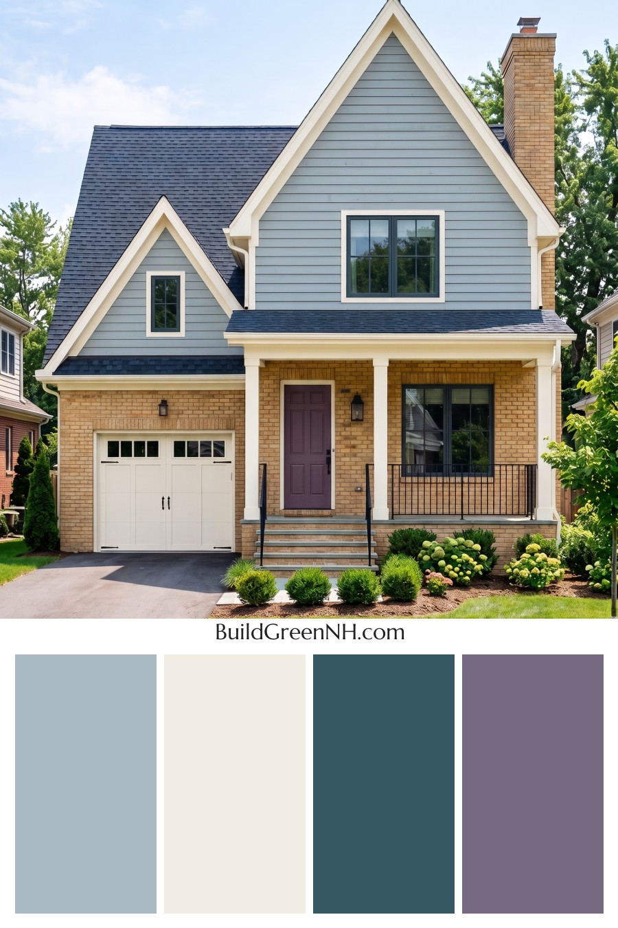 Yellow Brick House Exterior Color Scheme: Porcelain Gable Drift